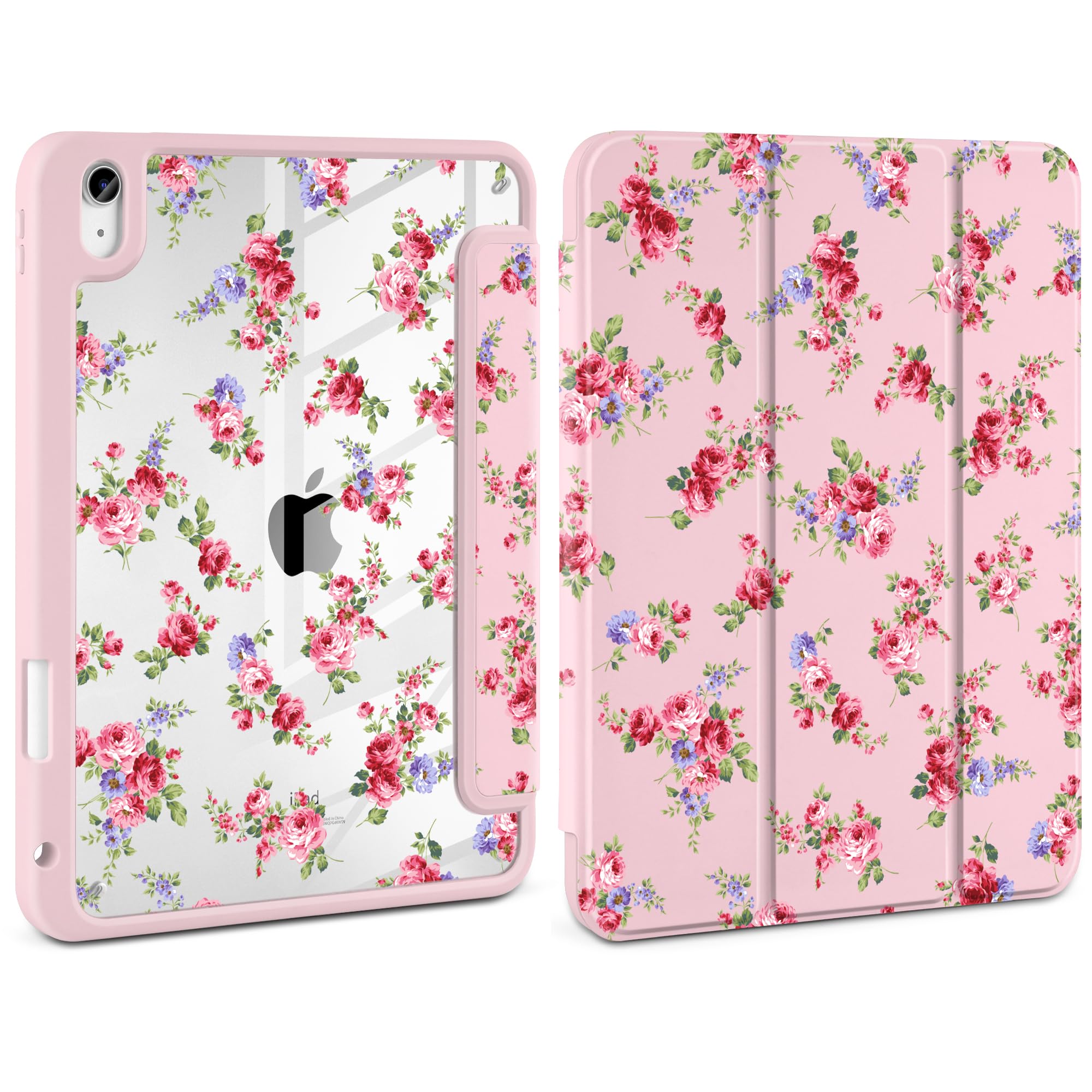 Loyrina Case for iPad (A16) 11th Generation 11 inch 2025 /iPad 10th Gen 10.9 2022- Cute Patterns Light Pink Cover with Clear Bac