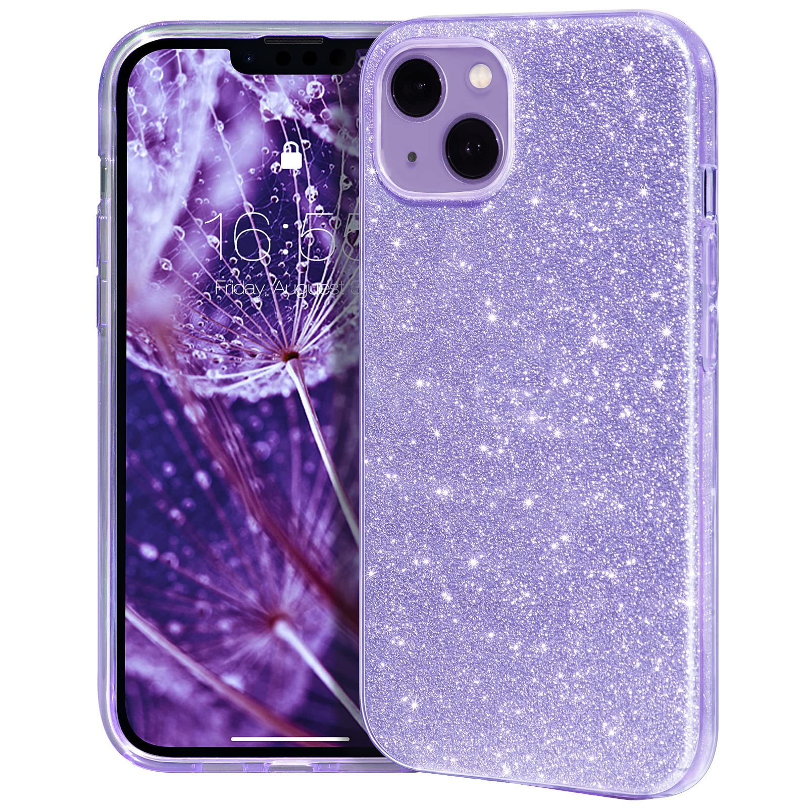 Mateprox Compatible With Iphone 14 Case Bling Sparkle Cute Girls Women Protective Cases Cover For Iphone 14 6.1'' 2022 (Purple)