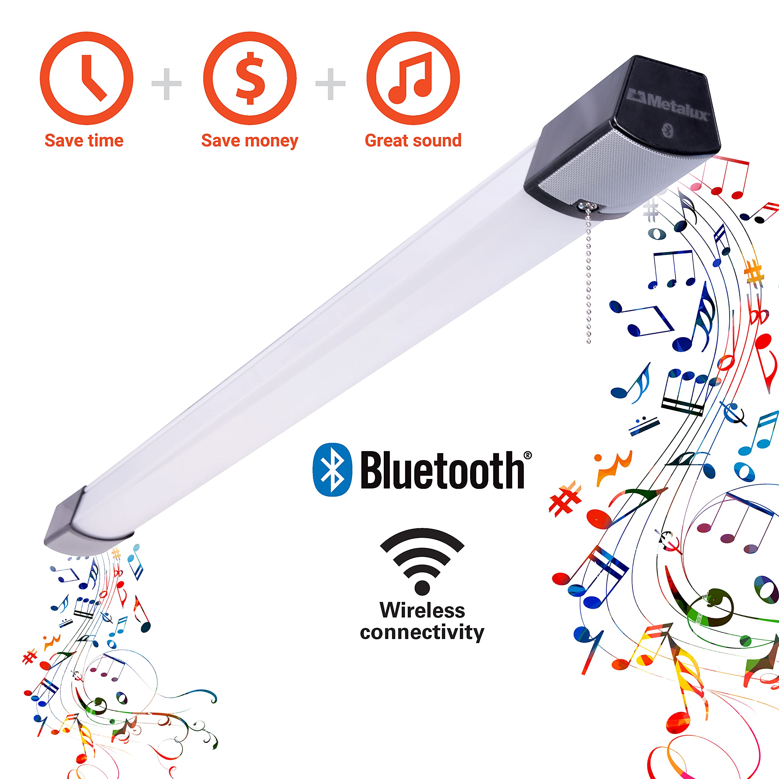 Metalux 4Shp3240Bts 43'', Led Shop, Bluetooth Speakers, 3,400 Lumens Cooper Light, White