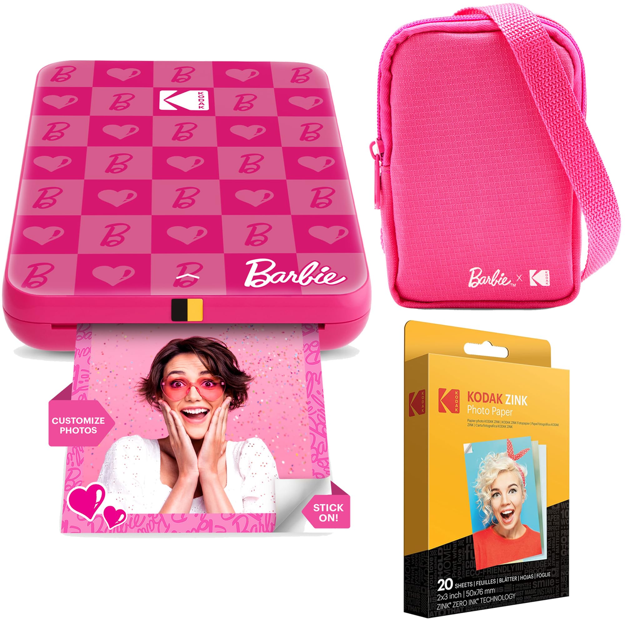 KODAK x Barbie Step Slim Wireless Instant Portable Photo Mobile Printer Barbie Starter Bundle (Iconic Style)+ Barbie Deluxe Came