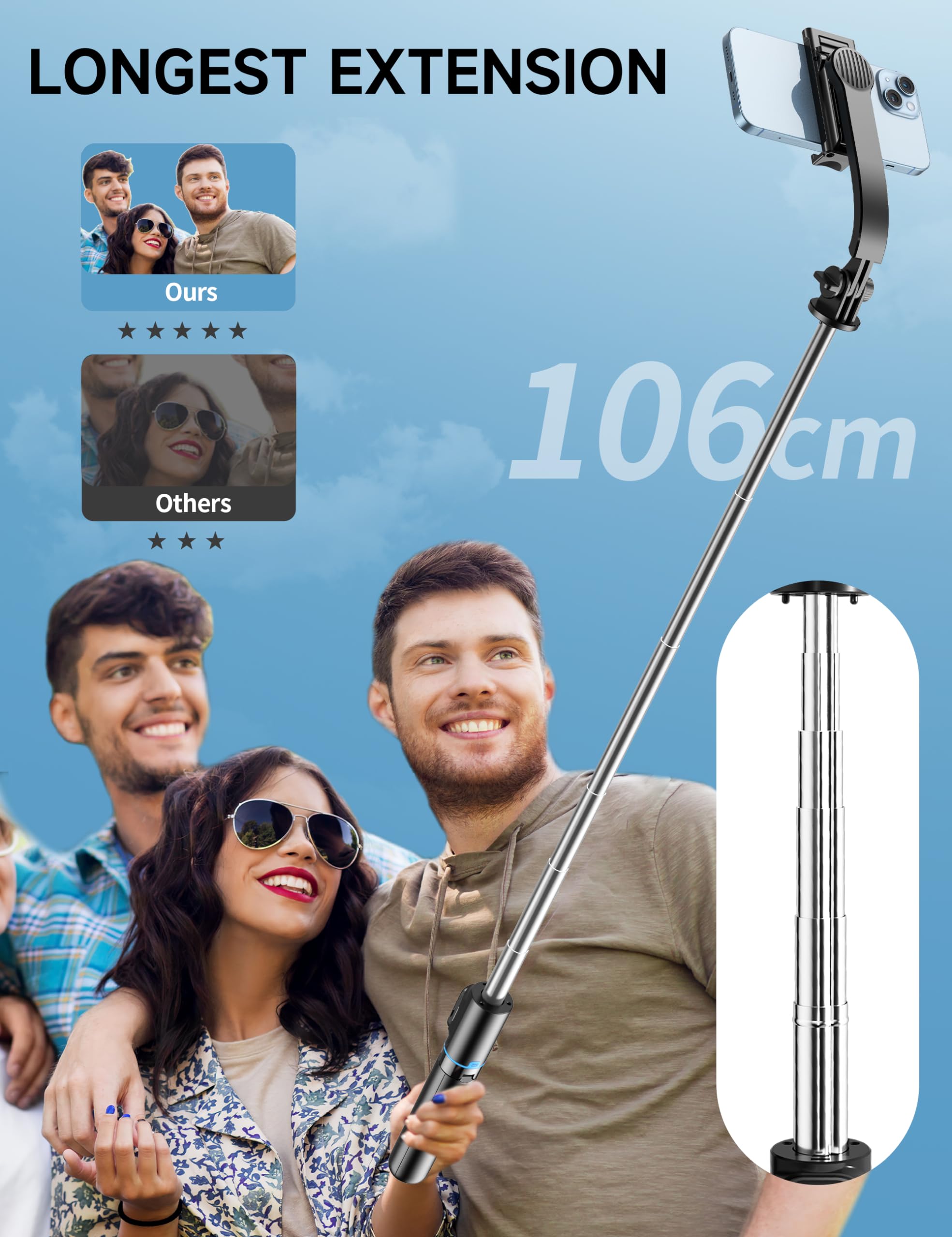 42 Selfie Stick Tripod With Fill Light Extendable Phone Tripod Stand All-In-1 Selfie Stick Travel Tripod With Detachable Remote
