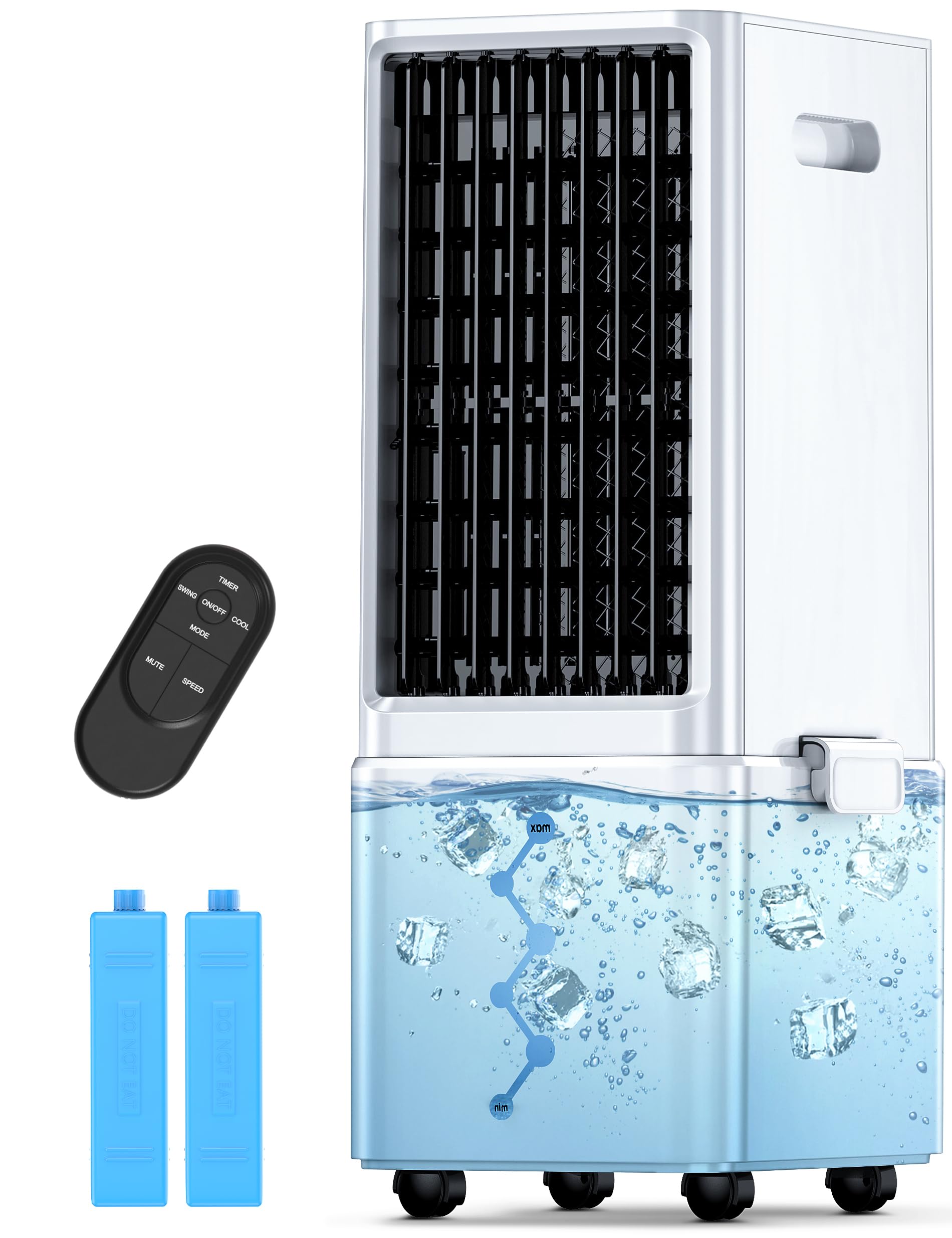 COOLECH Evaporative Air Cooler w/ 4 Modes & 3 Speeds, Waterless Alert, 2.4-Gal Tank for 20H Cooling, 12H Timer, 20FT Remote, 70