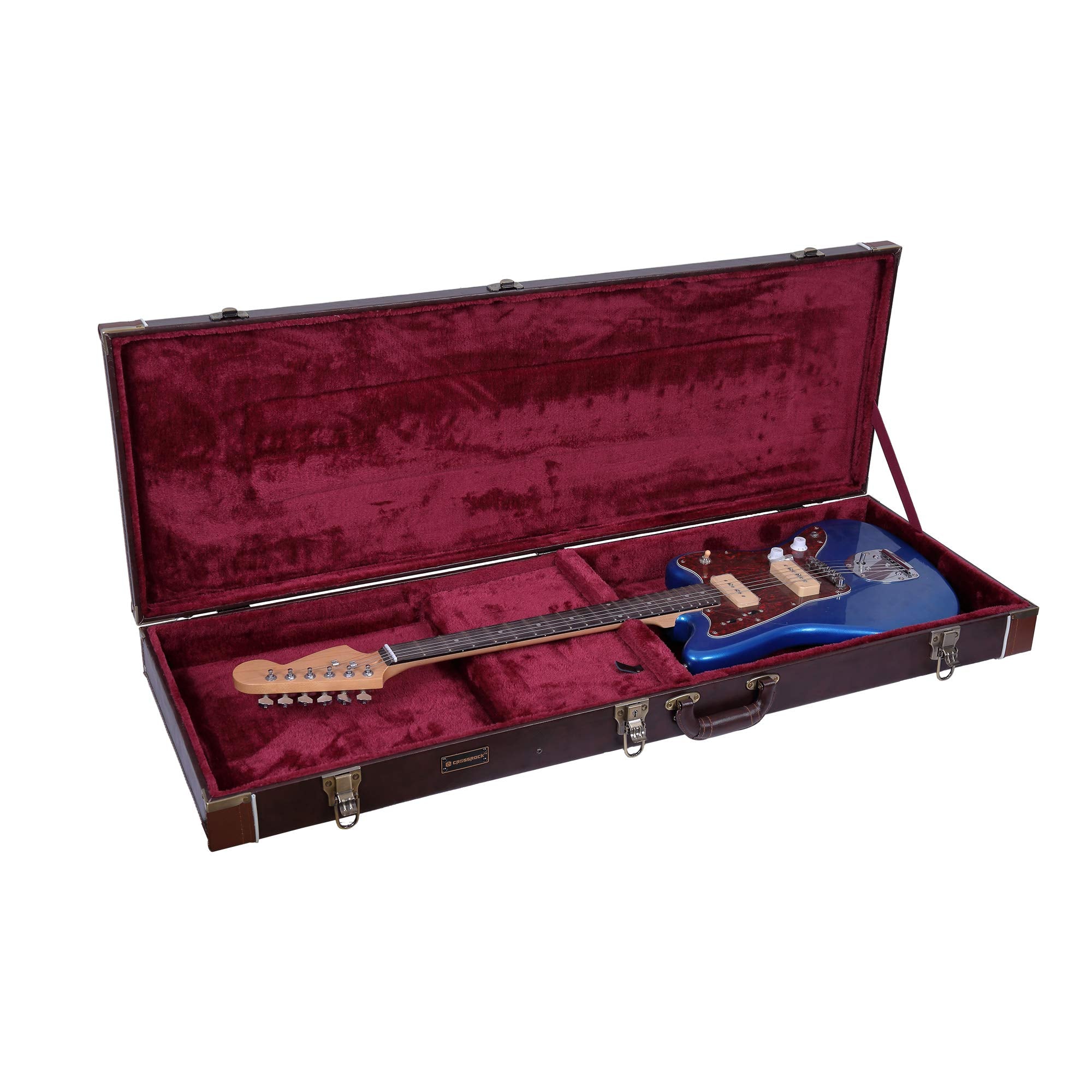 Crossrock Hardshell Wood Case For Jazzmaster/Jaguar Style Electric Guitars Brown(Crw600Jmbr)