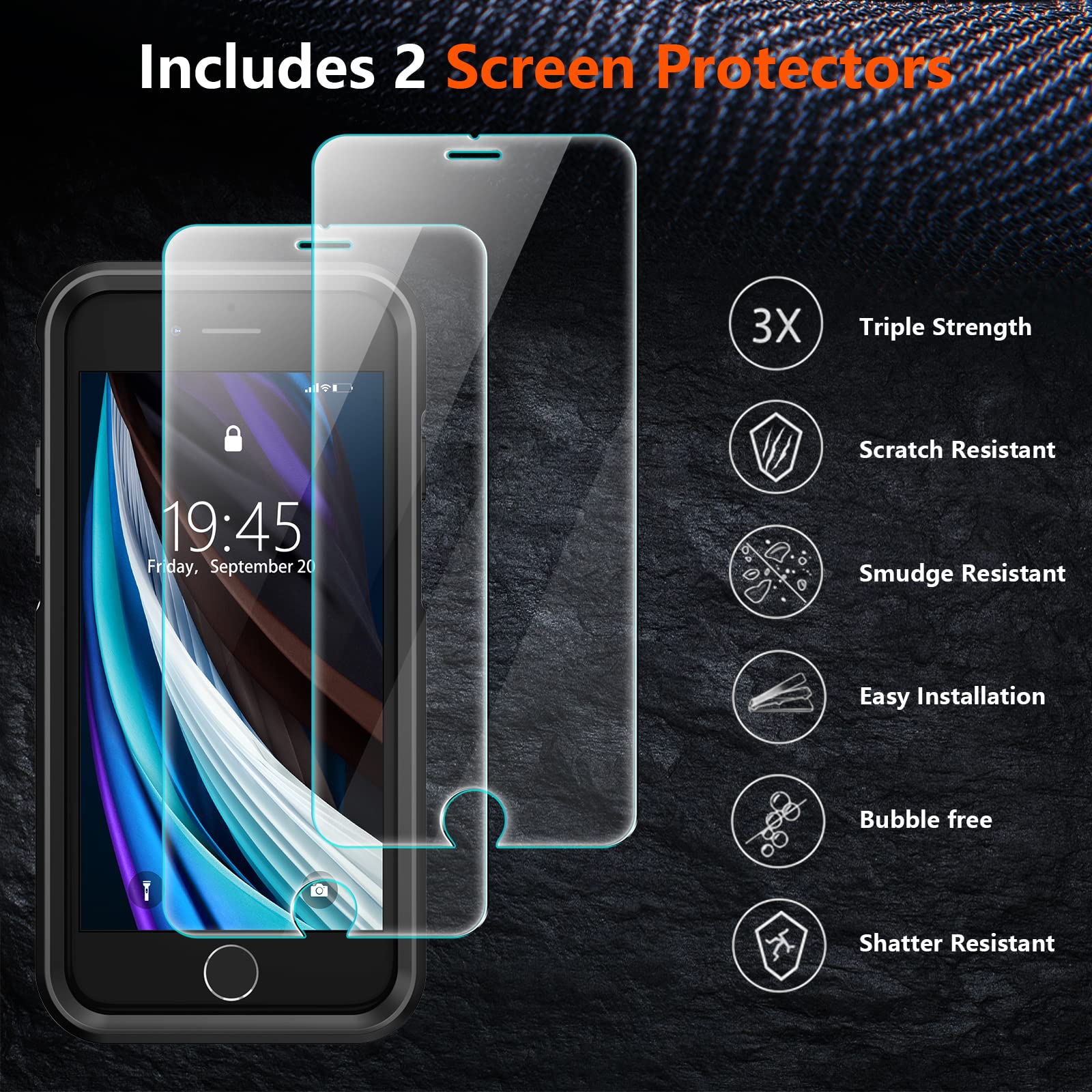 Xiwxi For Iphone Se Case 2022/3Rd/2020,Iphone 8/7 Case,With [2Xtempered Glass Screen Protector] [360 Full Body Shockproof] [Heav