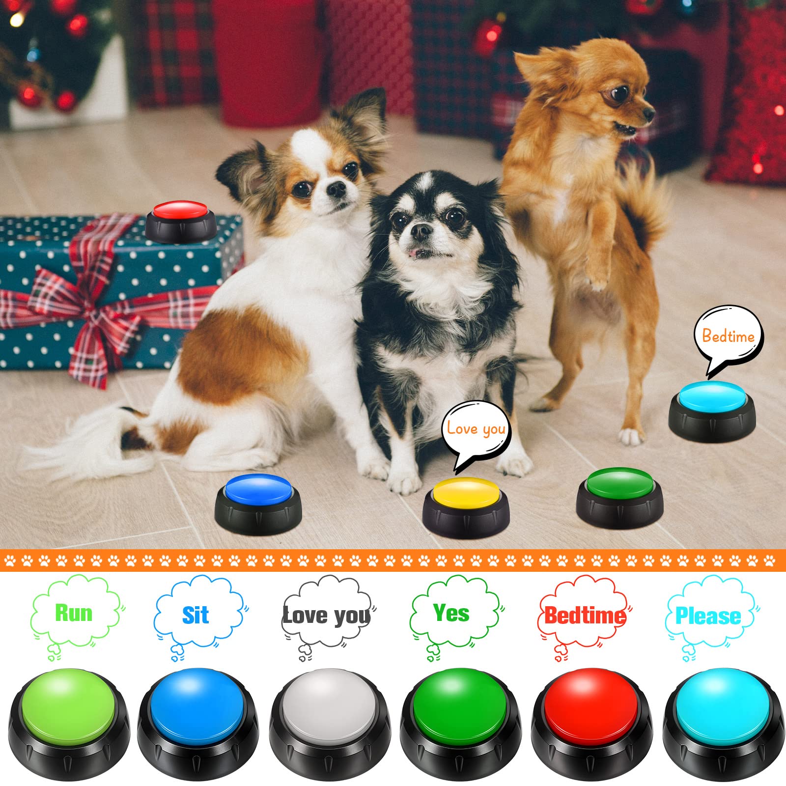 Yunsailing 12 Pcs Voice Recording Button Dog Buttons 30 Seconds Recordable Dog Talking Button Set Dog Communication Buttons Pet