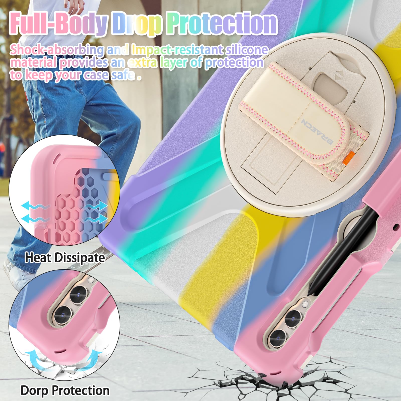 Braecnstock Kids Case For Samsung Galaxy Tab S9 Fe+ Plus/ S9+ Plus/ S8+ Plus/ S7 Fe/ S7+ Plus 5G 12.4 Inch Shockproof Protective