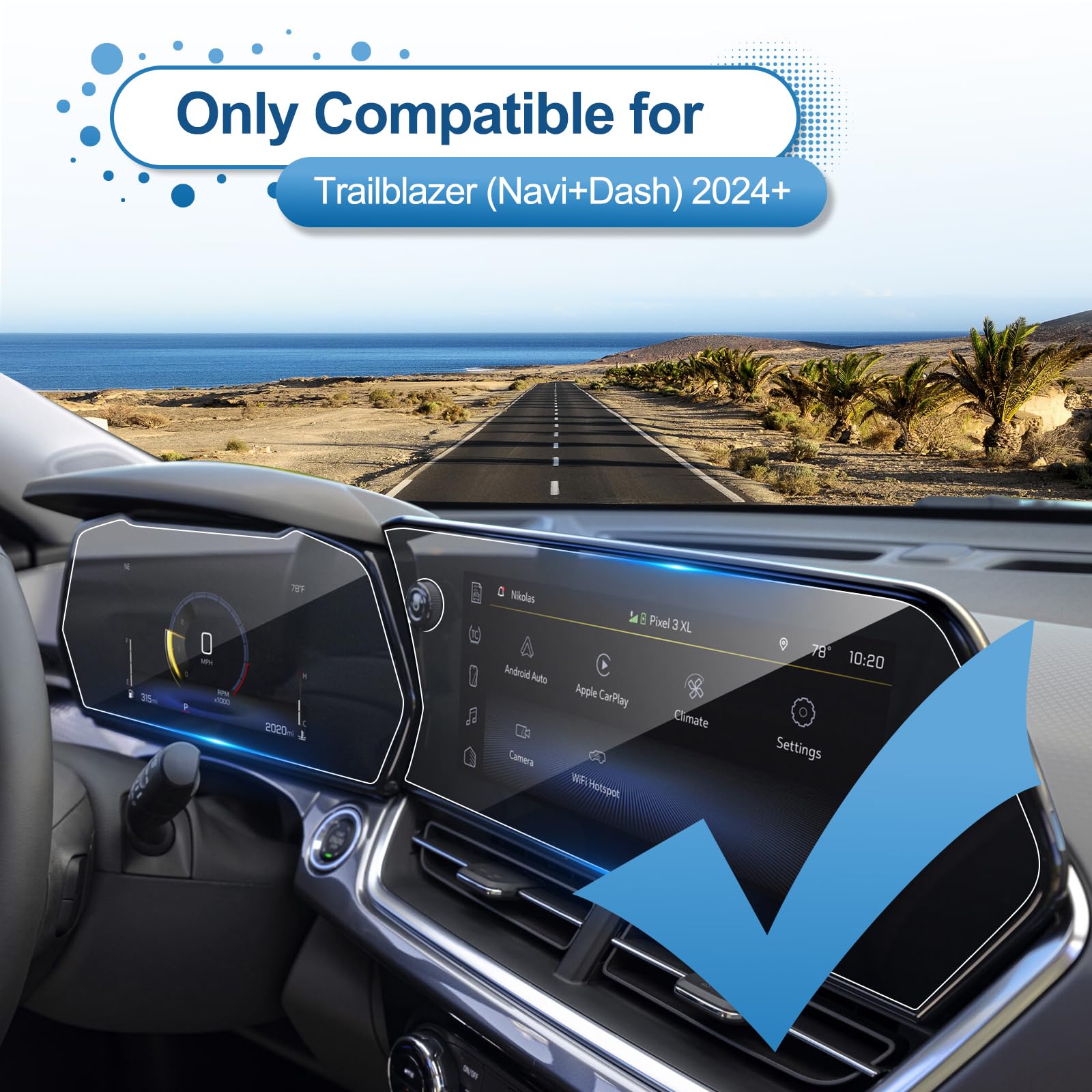 Coleya 2024 2025 Trailblazer Screen Protector For Chevrolet Trailblazer (11In Navigation+8In Dashboard) Display, 2024 Chevy Trai