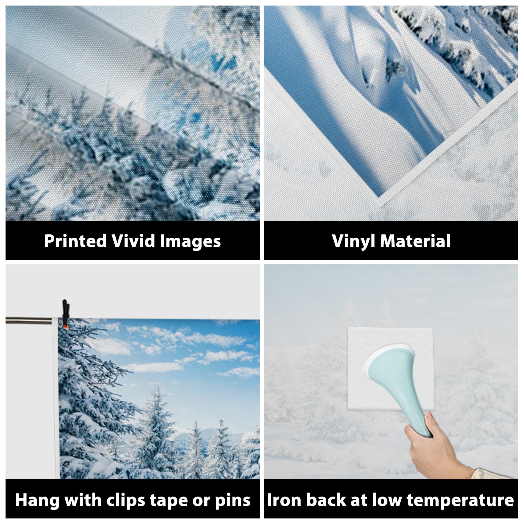 Aofoto 10X10Ft Snowy Scenery Backdrop Forest Snow Tree Photography Background Winter Snowfield Landscape Snow Covered Fir Pine T