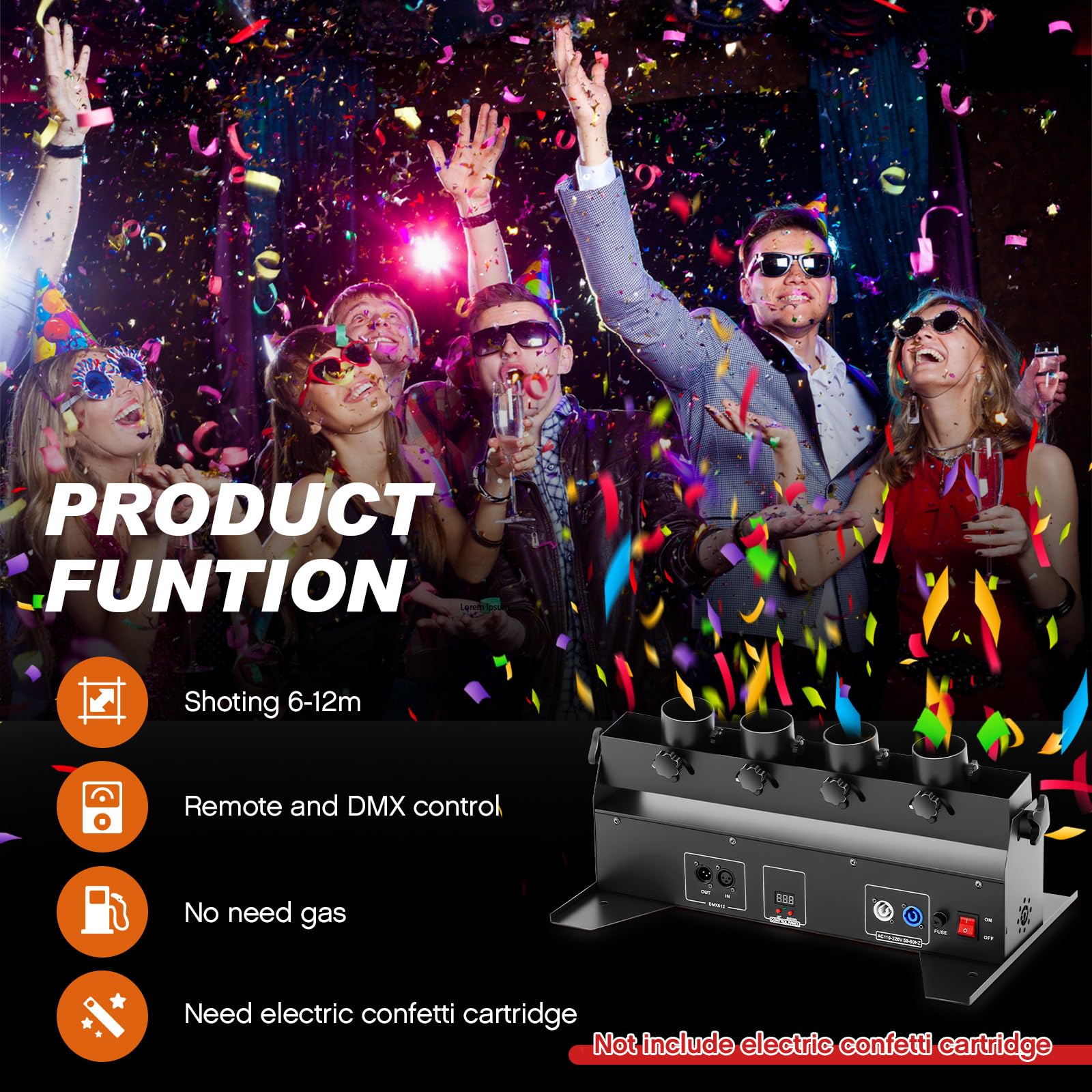 Yaocom Confetti Launcher Cannon Machine Metal Confetti Blower Machine Confetti Cannon Dmx/Remote Control For Wedding Party Disco