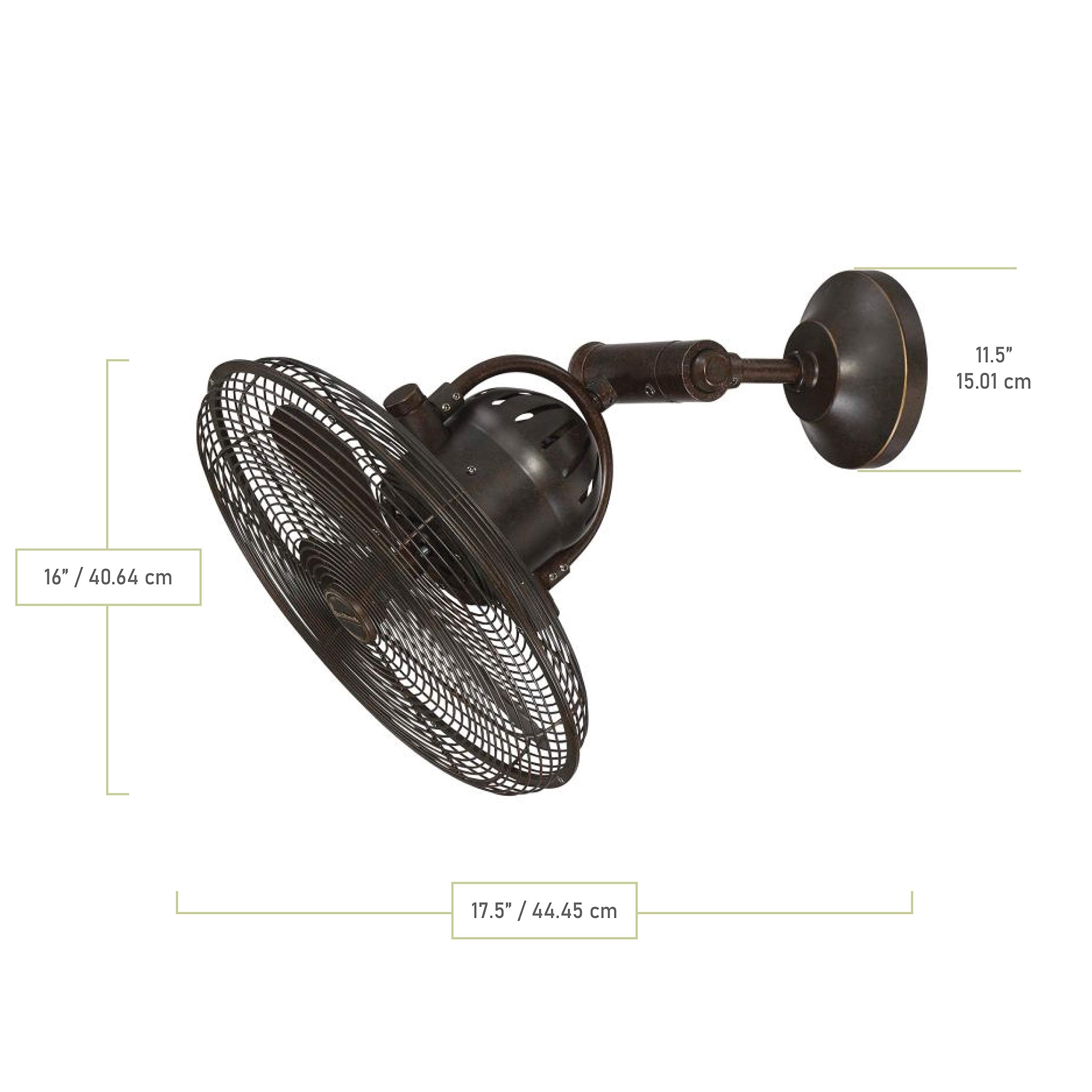 Craftmade Outdoor Wall Mount Fan Bw414Ag3 Bellows Iv 16 Inch Patio Fans Oscillating With Wall Control, Aged Bronze Textured