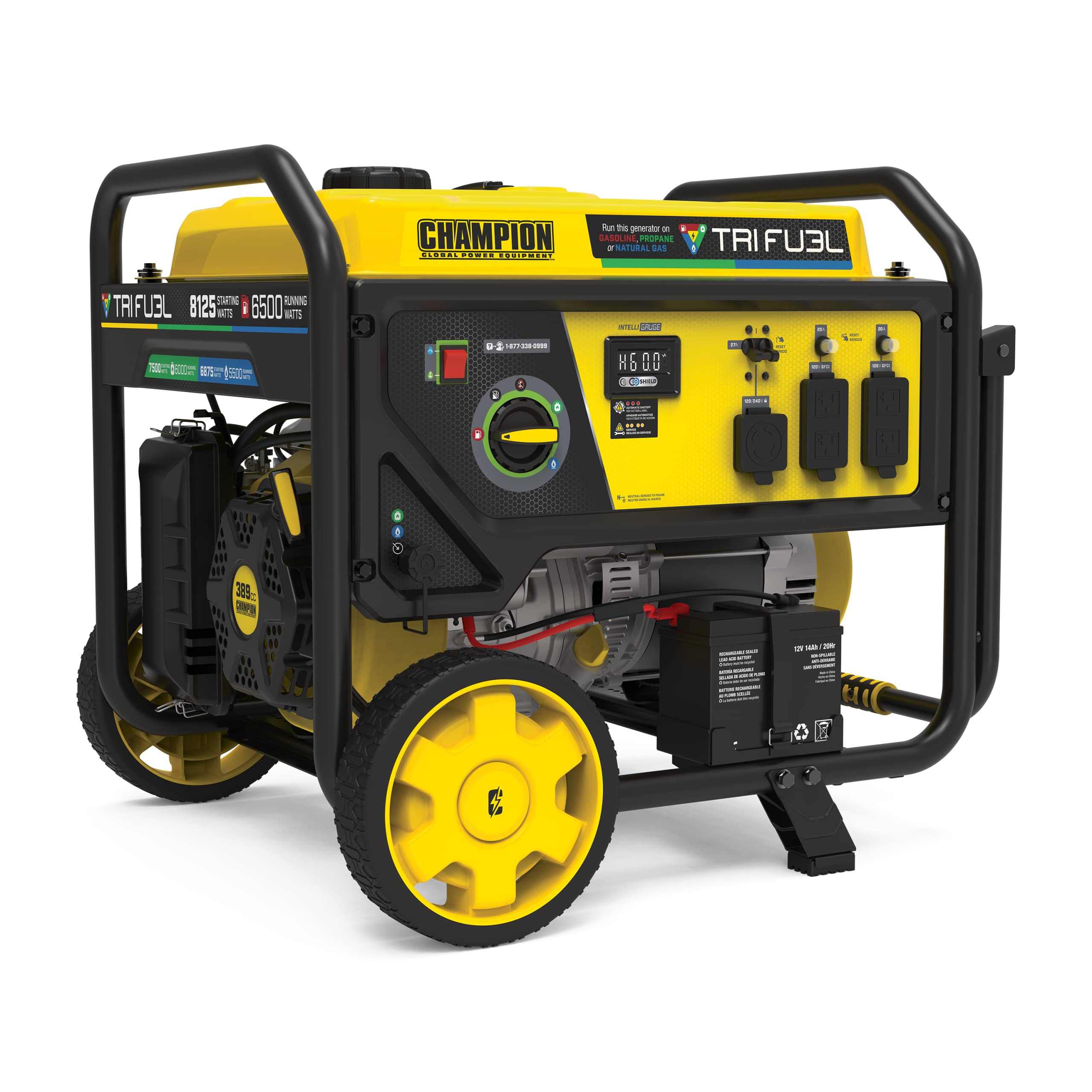 Champion Power Equipment 8125 Watt Electric Start Tri Fuel Portable Generator With Co Shield