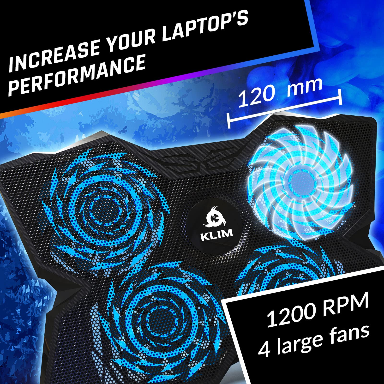 Klim Wind Laptop Cooling Pad - More Than 500,000 Units Sold - New Version - Powerful Rapid Action Laptop Cooler - Laptop Stand W