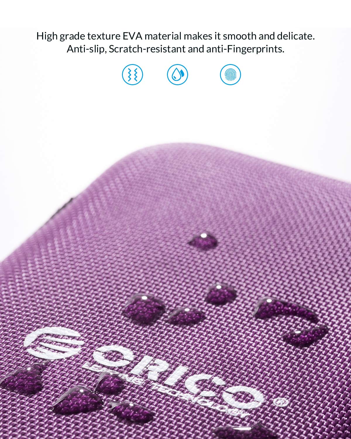 ORICO Hard Drive Case 2.5 inch External Drive Storage Carrying Bag Waterproof Shockproof with Inner Size 5.5x3.5x1.0inch for Organizing HDD and Electronic Accessories, Purple(PHD 25)