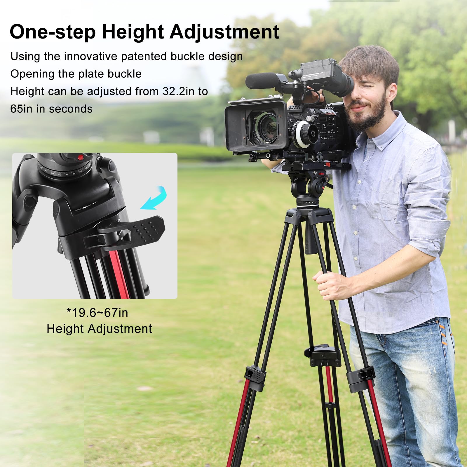 Miliboo Mtt605A Professional Heavy Duty Tripod With Smooth Damping System,One Button Quick Release,Thickened Legs For Camera/Live Streaming/Outdoor Shooting, Ideal For Photographers/Videographers
