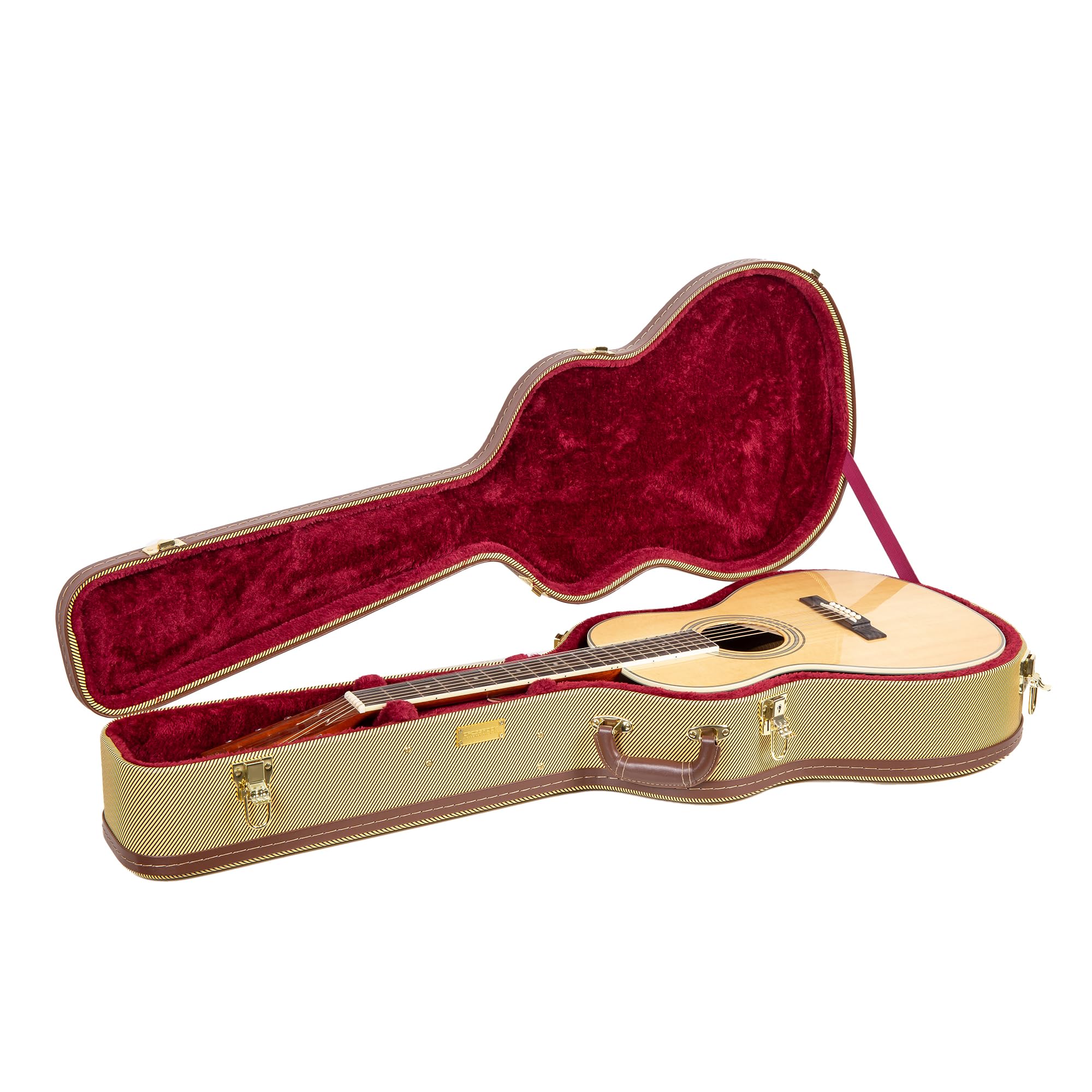 Crossrock Hard-Shell Wooden Case fits 12-Fret 00 Style Acoustic Guitar-Vinyl Tweed (CRW620-0012TW)