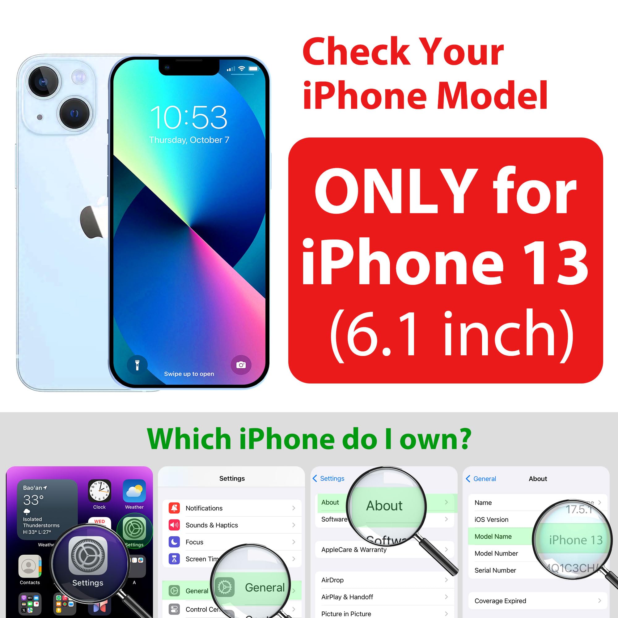 Sportlink Waterproof Case For Iphone 13, Shockproof Dustproof 13 Phone Case With Built In Clear Screen Protector, Full Body Heav