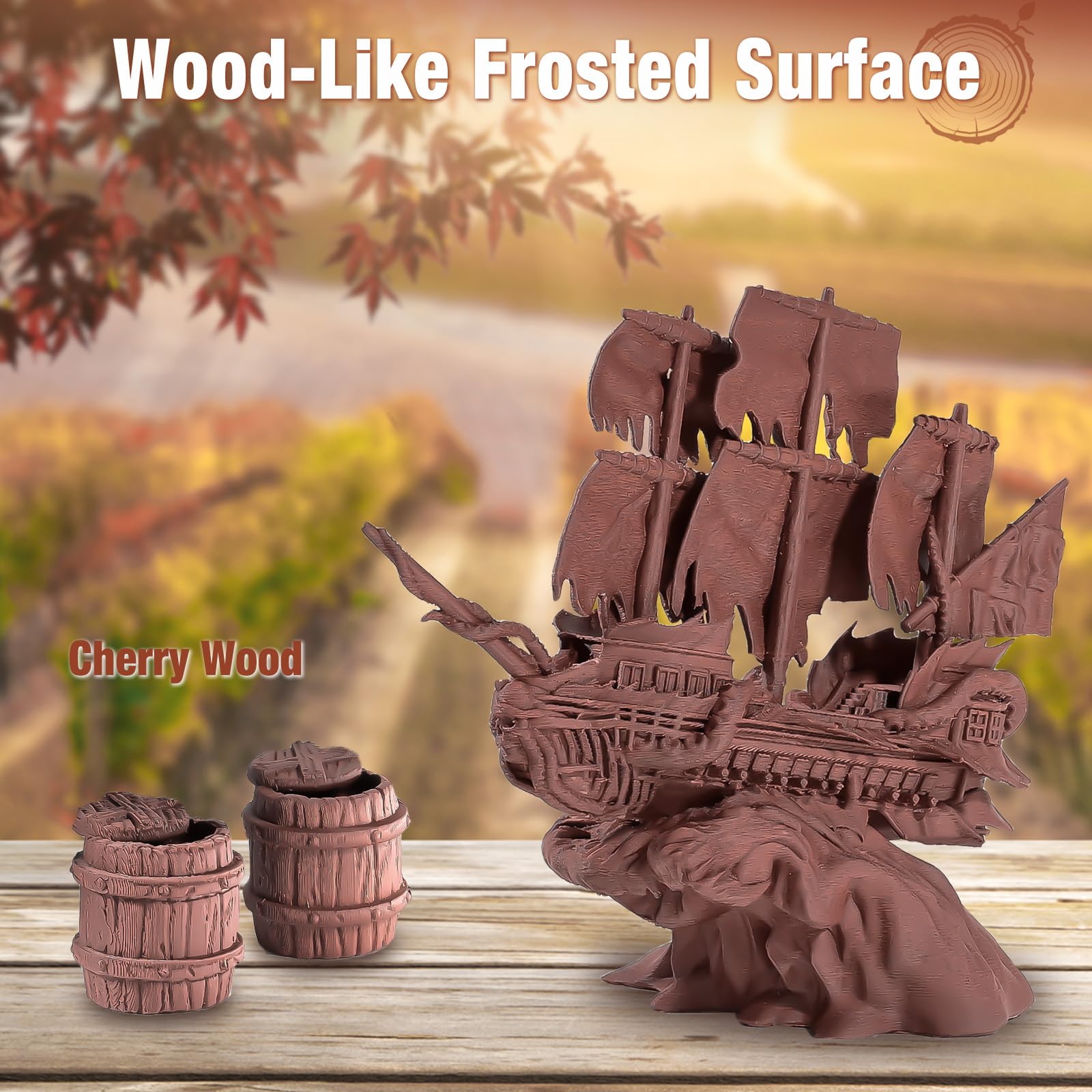 Ovv3D Wood Pla Filament 1.75Mm, Cherry Wood Filament 3D Printer Filament, Wood Filament Add More Than 30% Real Wood Fiber, Matte