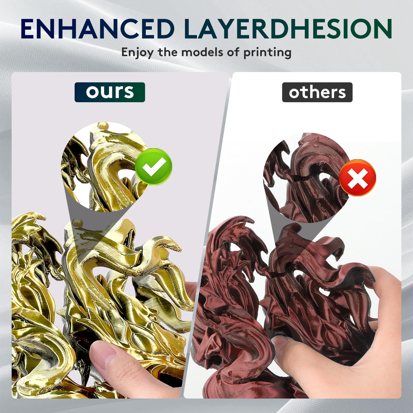 Eryone Silk Dual Color Filament Pla 3D Printer 1.75Mm +/  0.03Mm, Coextrusion Filament Pla Shiny Filament 1Kg(2.2Lbs), Black Gol