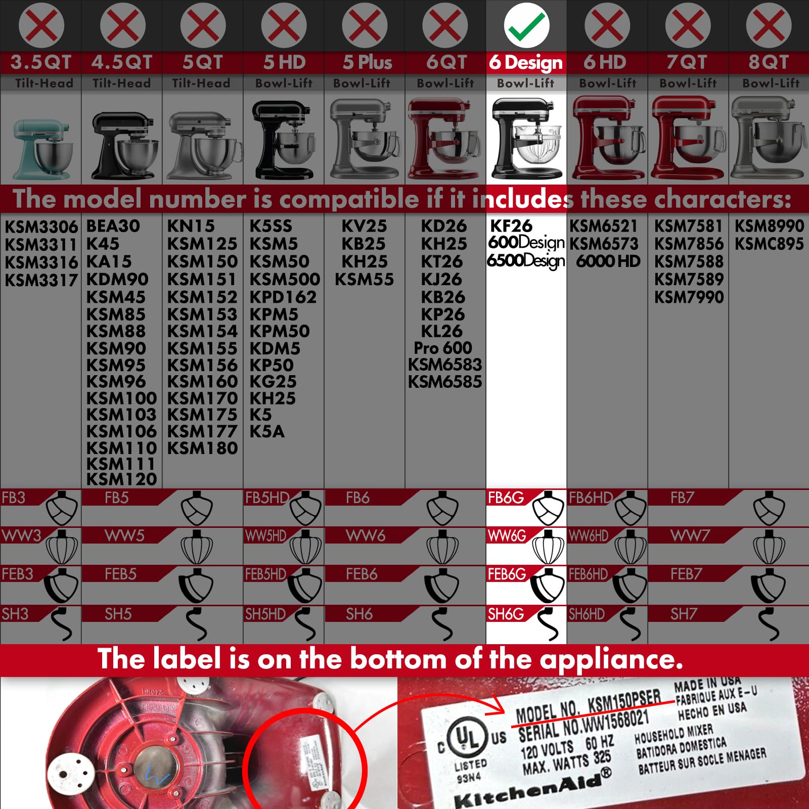 Stainless Steel Paddle Attachment Sh6G For Kitchenaid 6Qt Glass Bowl Lift Stand Mixers   Polished, Dishwasher Safe, One Piece De