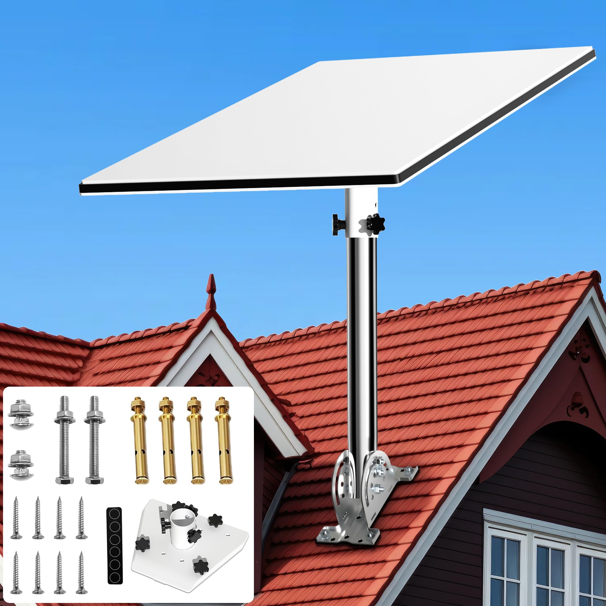 Starlink Gen 3 Roof Mount, Starlink Heavy Duty Pivot Pole Mounting Kit, Starlink V3 Plate Roof Mount, Compatible With Starlink S