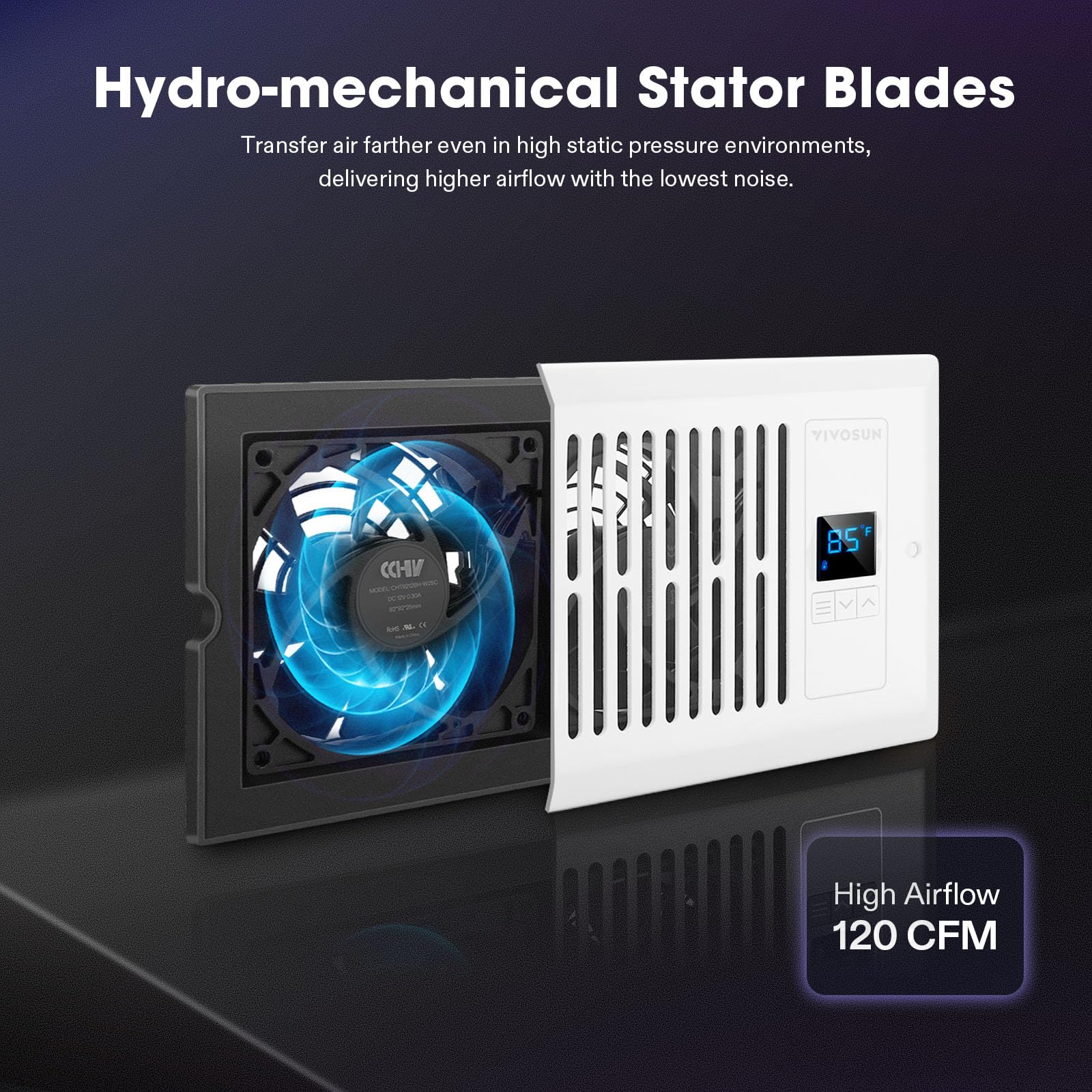 Vivosun Quiet Register Booster Fan 4     10   , Smart Register Vent With Intelligent Thermostat Control, Cooling Heating Ac Vent