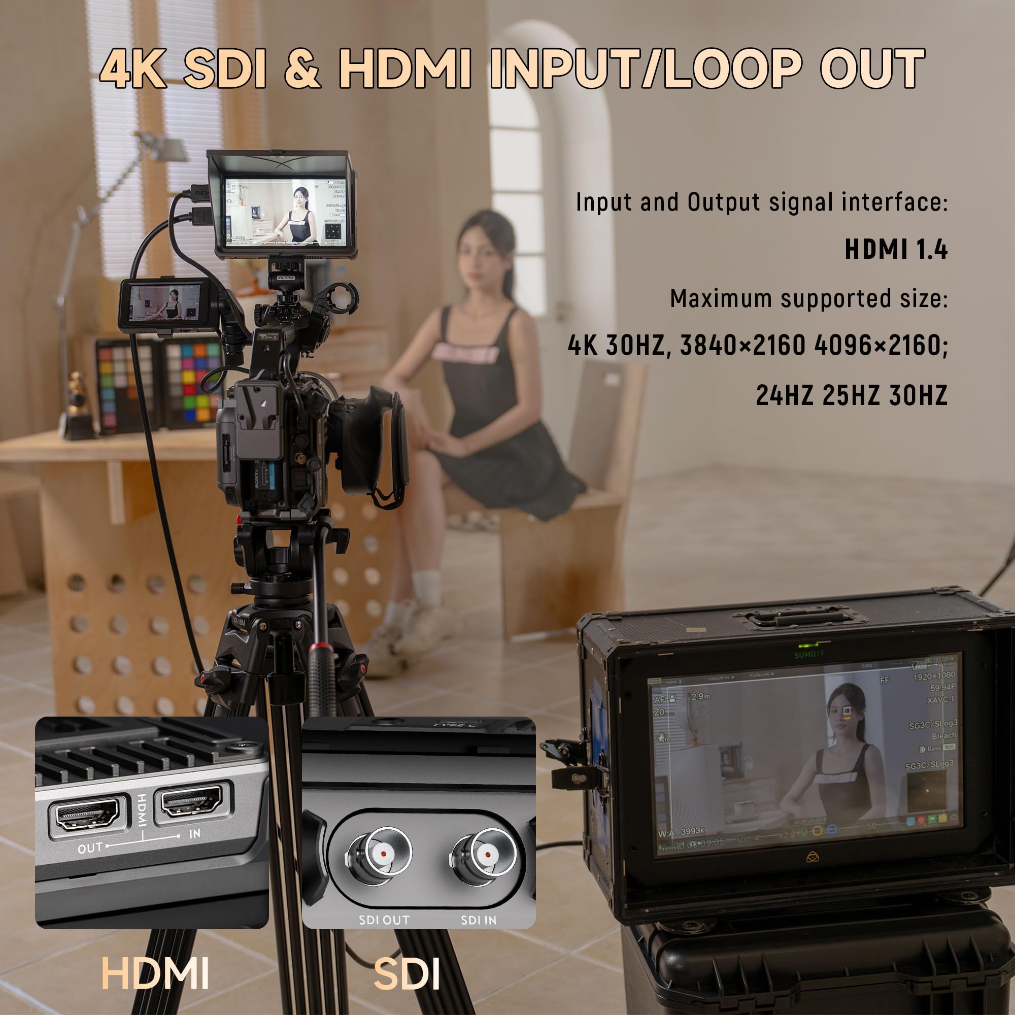 Viltrox Dc-X3 2000 Nits Sdi Camera Field Monitor, 4K Hdmi 6 Inch Touchscreen On Camera Monitor, 3D Lut 1920X1080 Hd Focus Peakin