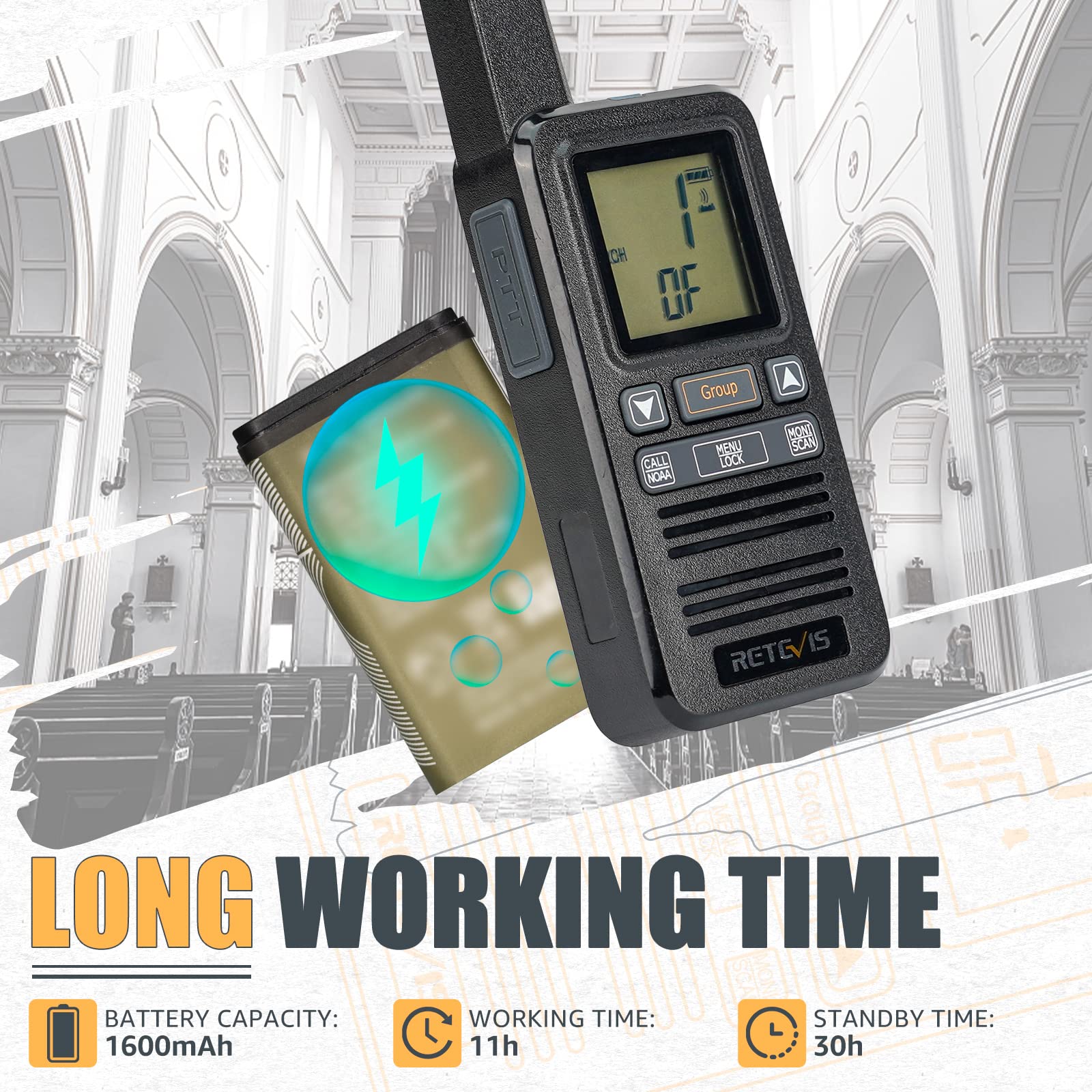 Retevis Rb67 Radios Walkie Talkies Rechargeable, Business Walkie Talkies With Earpiece, Group Call,1600Mah Battery, Usb C Two Way Radio Long Range For Adults School Office Restaurant Cafe (10 Pack)