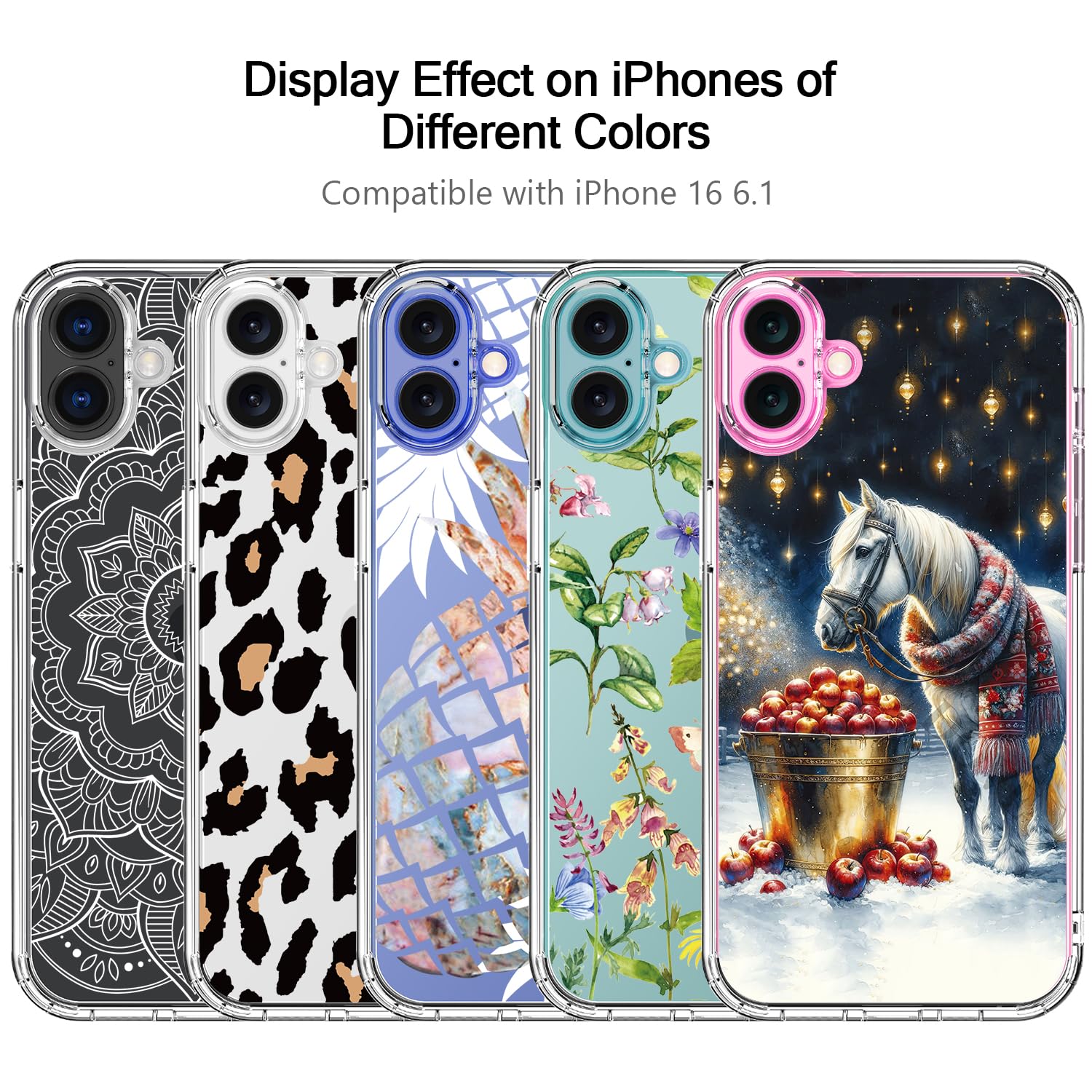 Bicol Christmas Phone Case For Iphone 16 With Screen Protector, Enhanced Camera Protection - Wireless Charging - Slim Shockproof