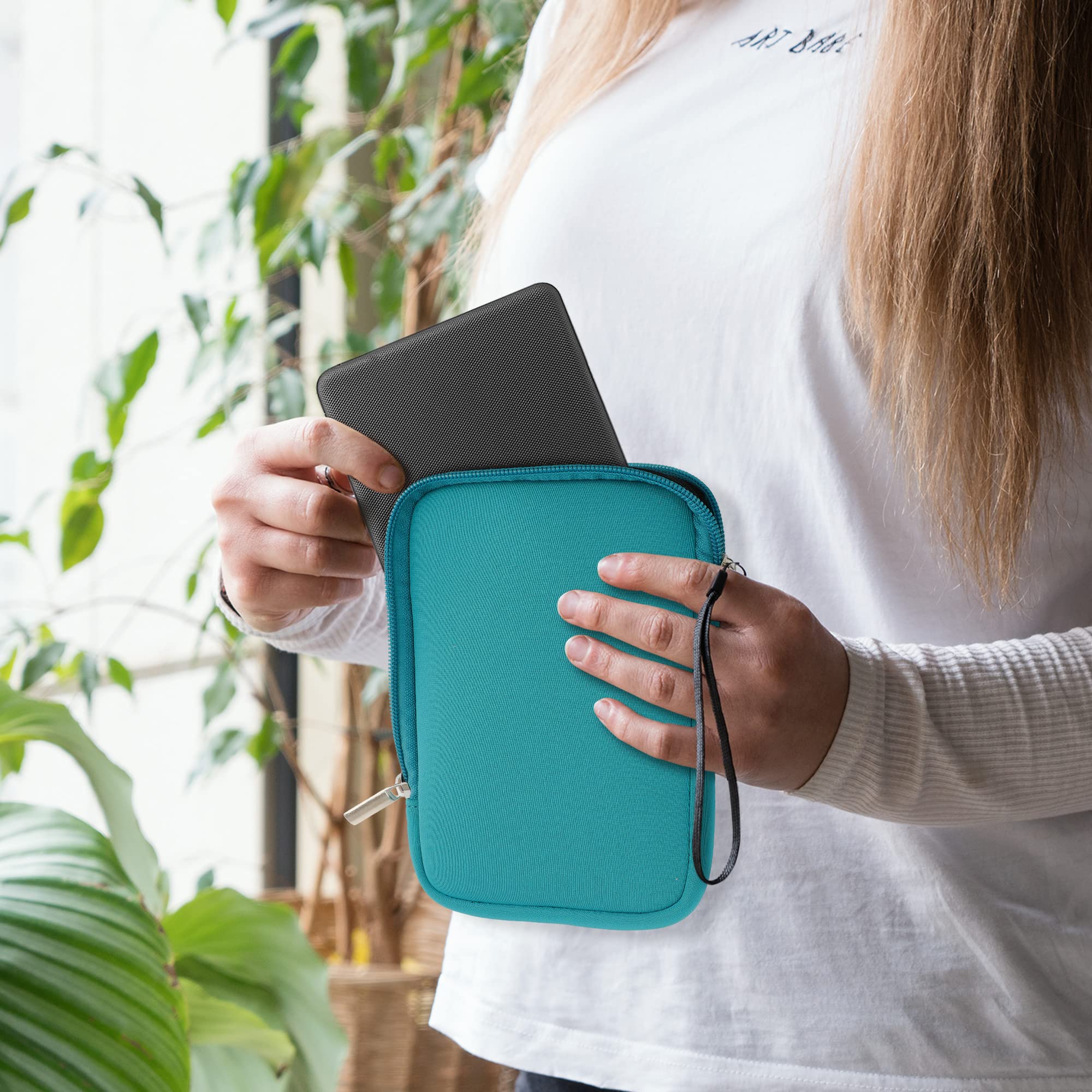 Kwmobile Neoprene E Reader Pouch Size 6'' Ereader   Universal Ebook Sleeve Case With Zipper   Petrol