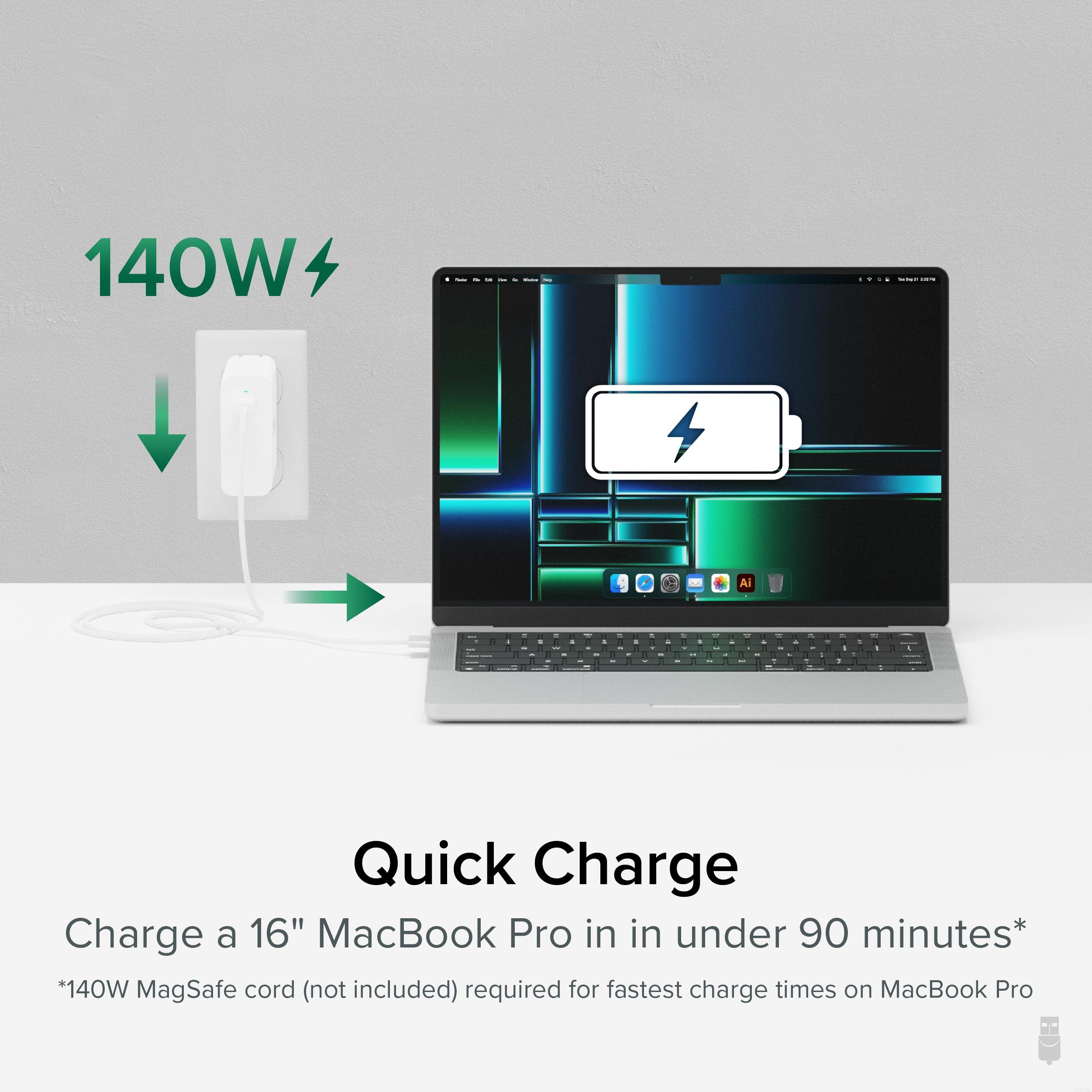 Plugable 140W Usb C Charger, Gan Wall Charger For Laptop, Pd 3.1 (Epr) Power Adapter, Replacement Charger For Macbook Pro, Macbo