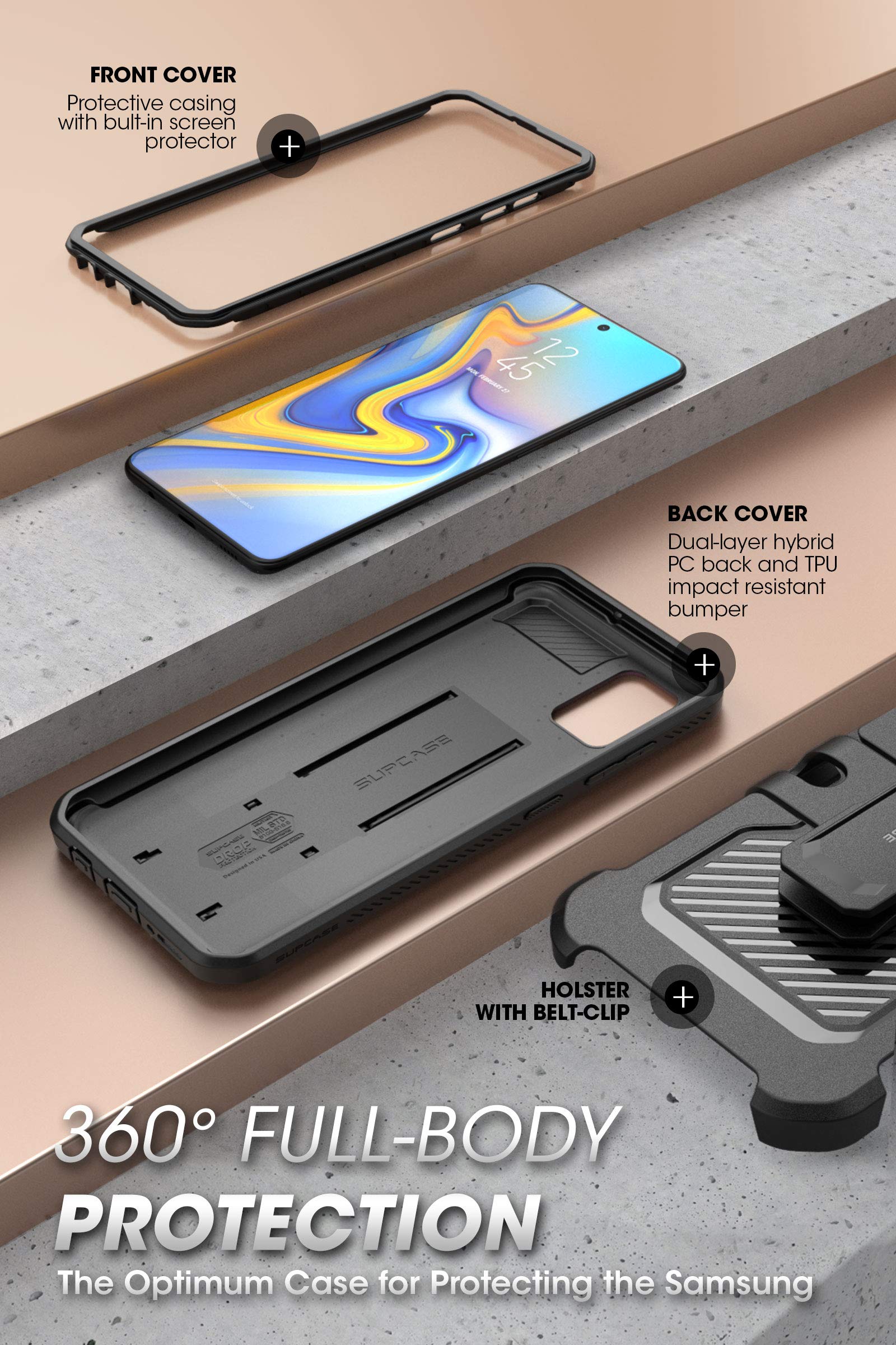 Supcase For Samsung Galaxy A51 Case [Not Fit A51 5G Version], [Built In Screen Protector & Stand & Belt Clip] Full Body Heavy Du