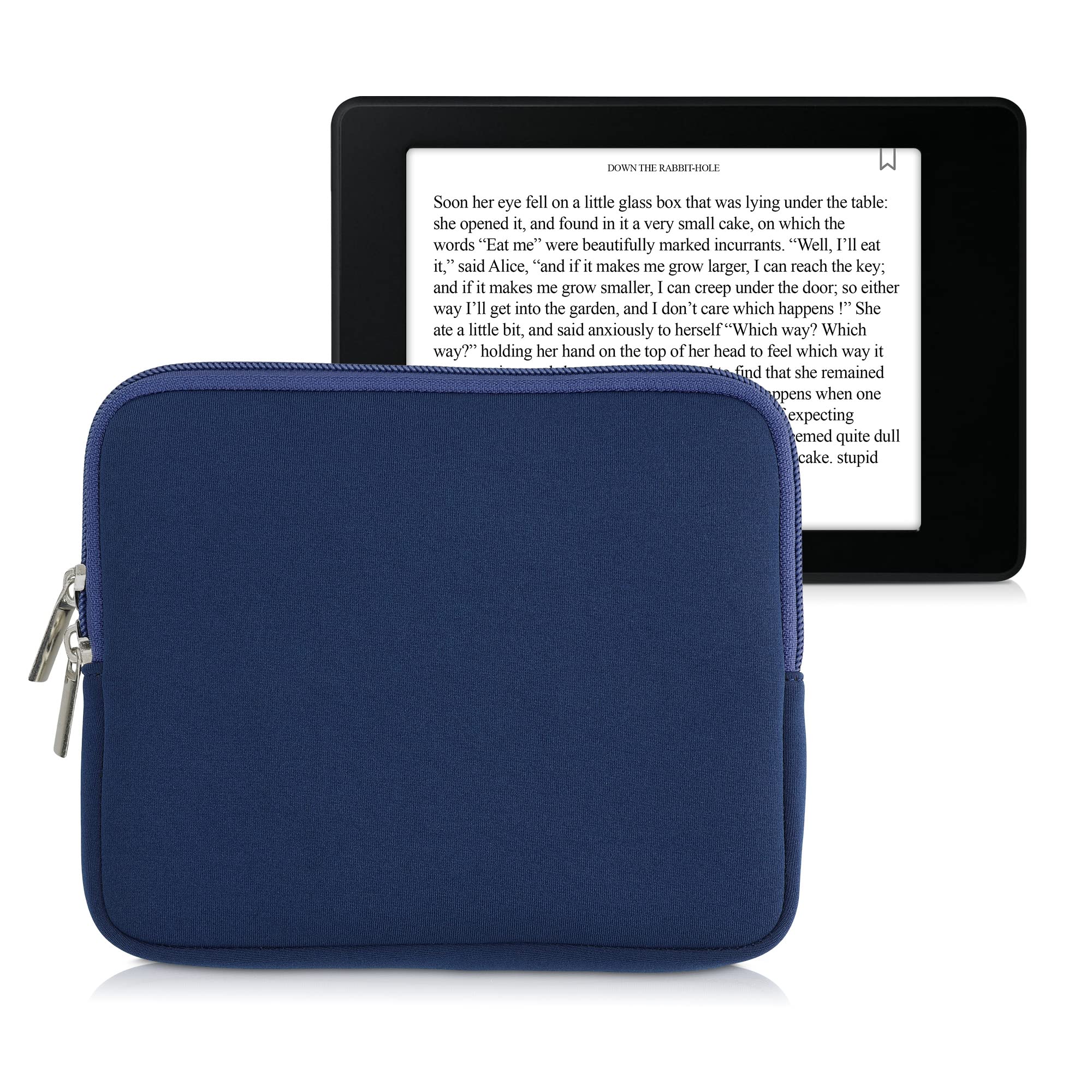Kwmobile Neoprene E Reader Pouch Size 6,8 7'' Ereader   Universal Ebook Sleeve Case With Zipper   Dark Blue