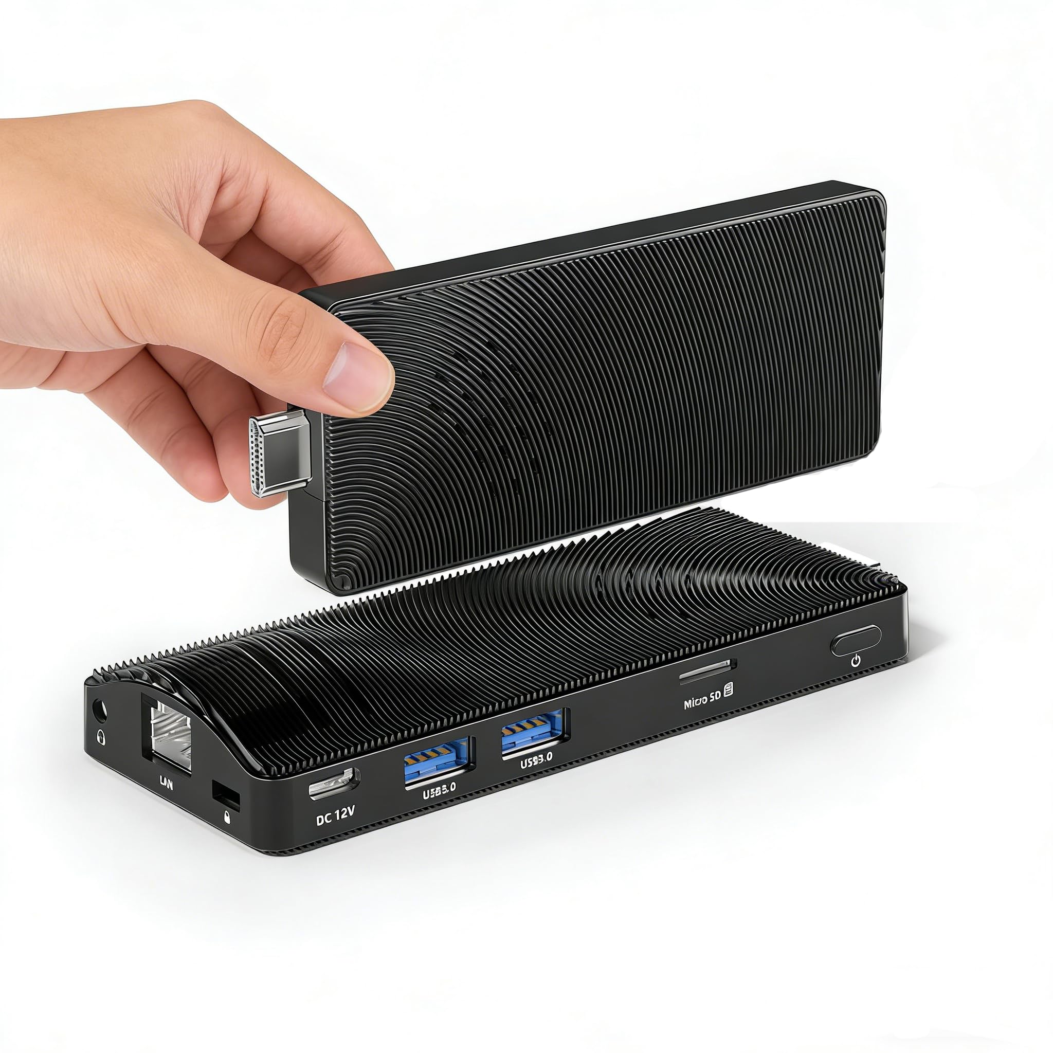 HEIGAOLAPC Mini PC Stick, Intel Celeron J3455 Quad Core, 4GB 64GB, Fanless, 4K Monitor, 1080P Video, Gigabit LAN, WiFi, USB 3.0,