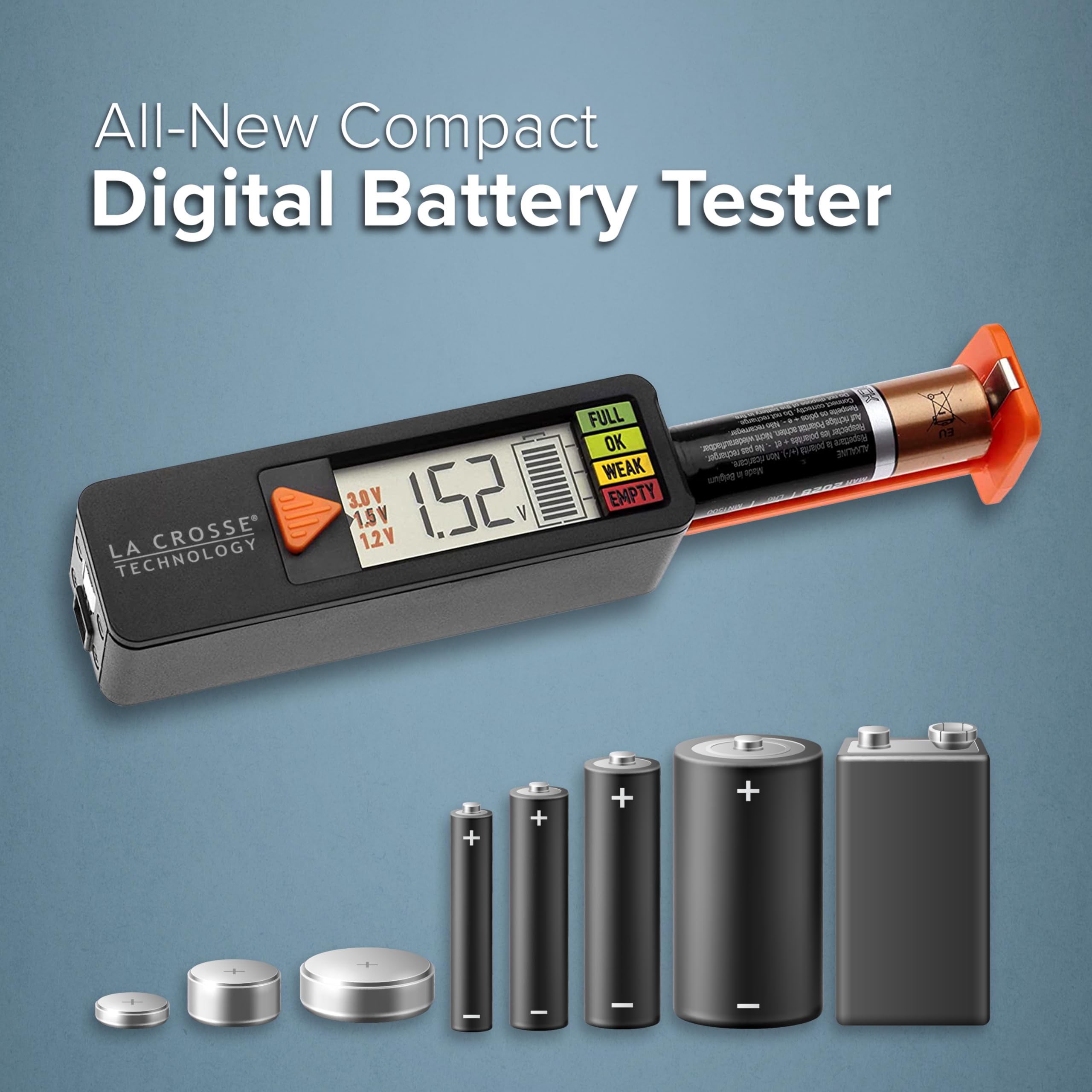 La Crosse 911 65557 Int Portable Digital Battery Tester,Black