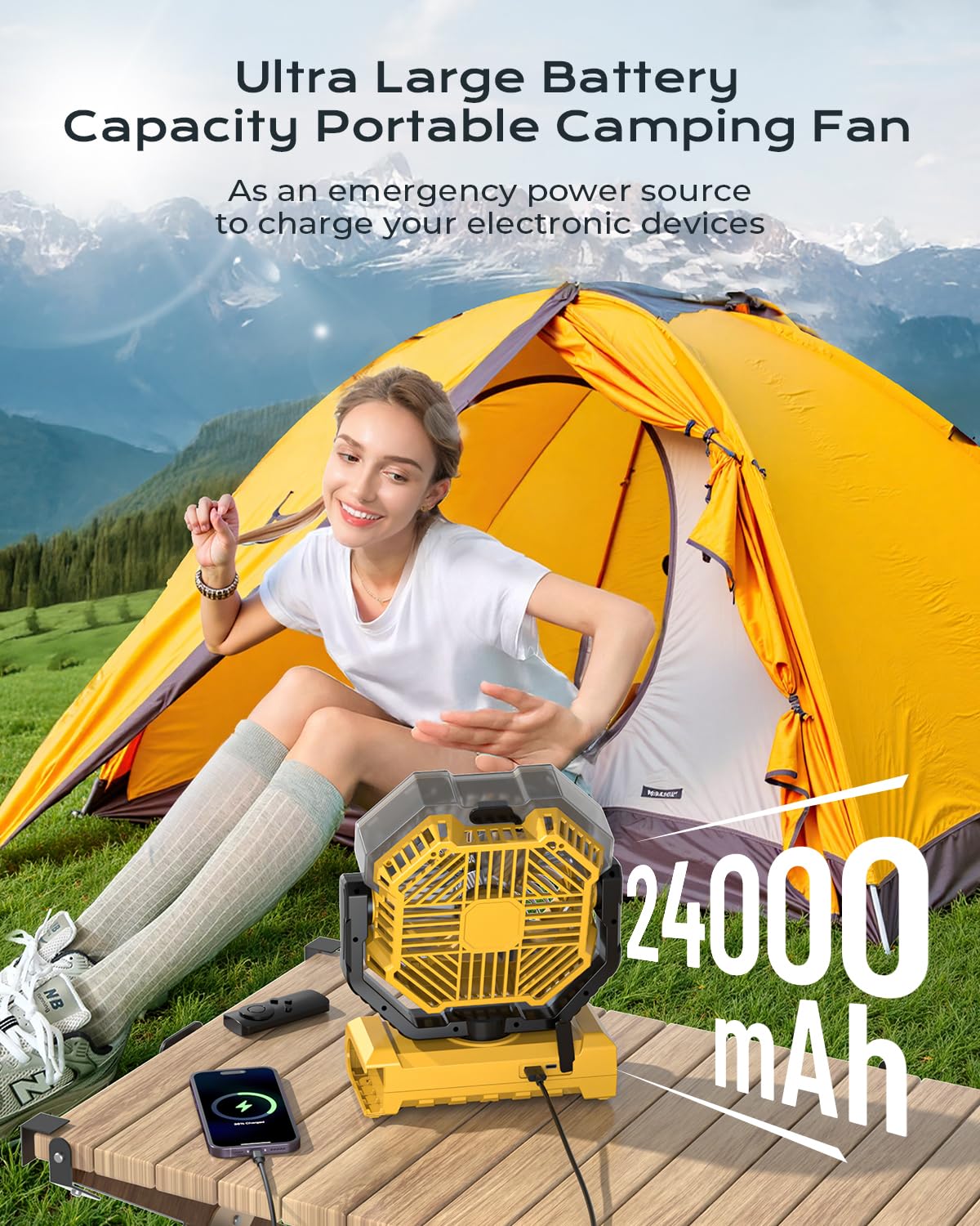 Misting Fan Portable With 250Ml Water Tank, 12000Mah Rechargeable Cooling Fans For Outside, Outdoor Water Misters With 2 Mist Mo