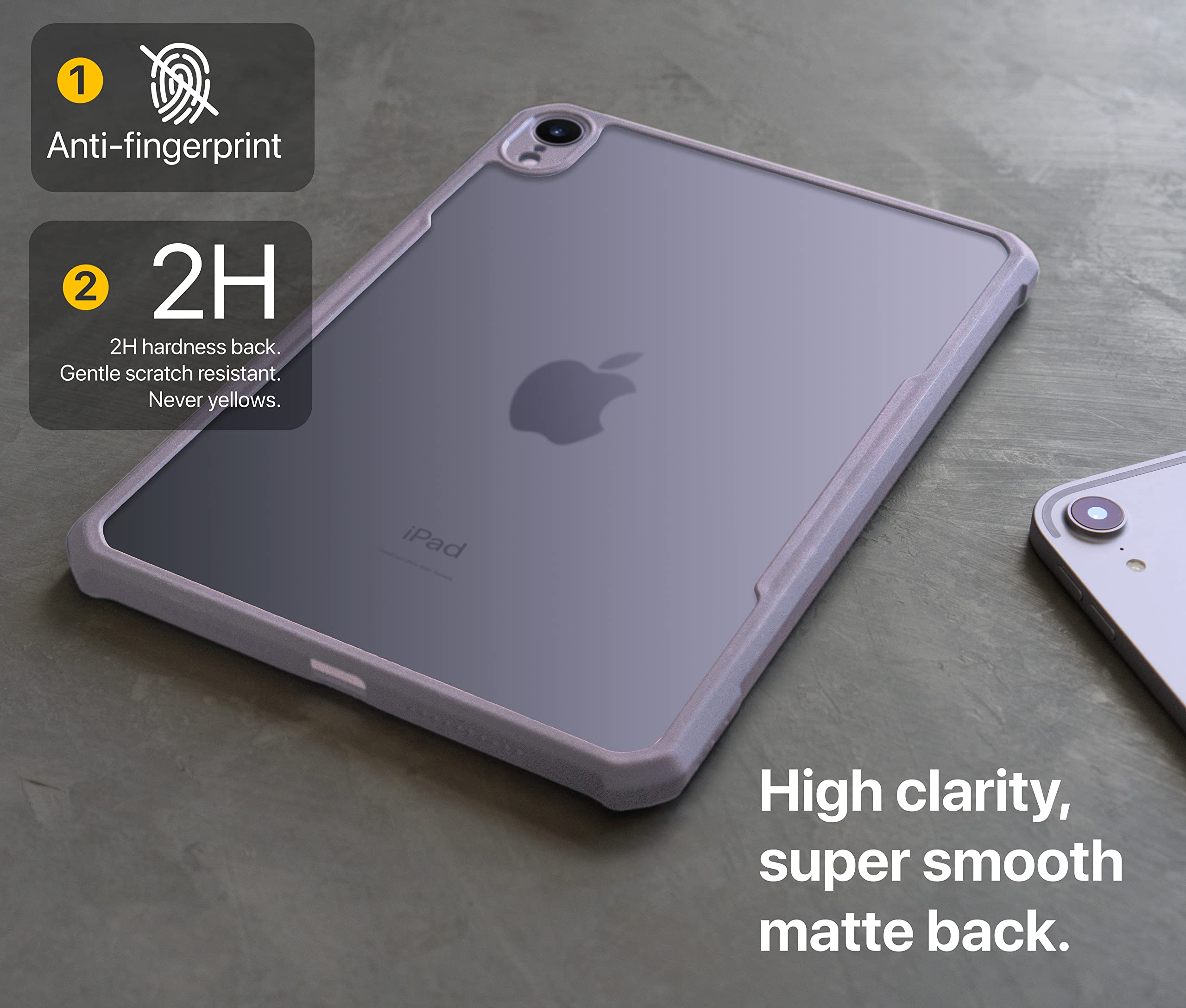 Tineeowl Ipad Mini 6 Ultra Thin 2021 Matte Back Clear Case, Flexible Tpu, Absorbs Shock, Lightweight, Thin (Purple)