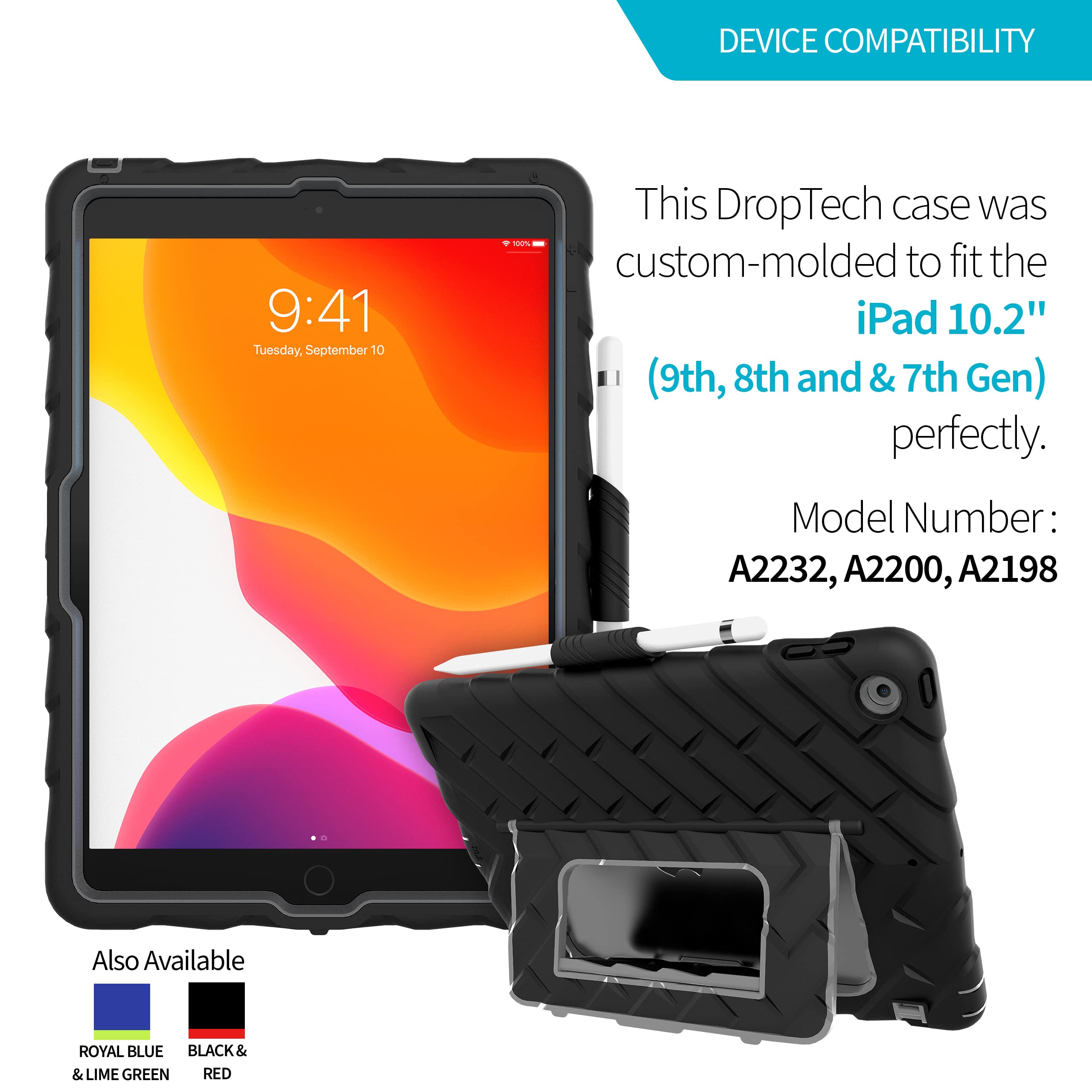 Gumdrop Hideaway Case Fits Apple Ipad 9Th | 8Th | 7Th Gen (10.2 Inch) Designed For K 12 Students Teachers And Classrooms� Drop Tested Rugged Shockproof Bumpers For Reliable Device Protection�Black/Red