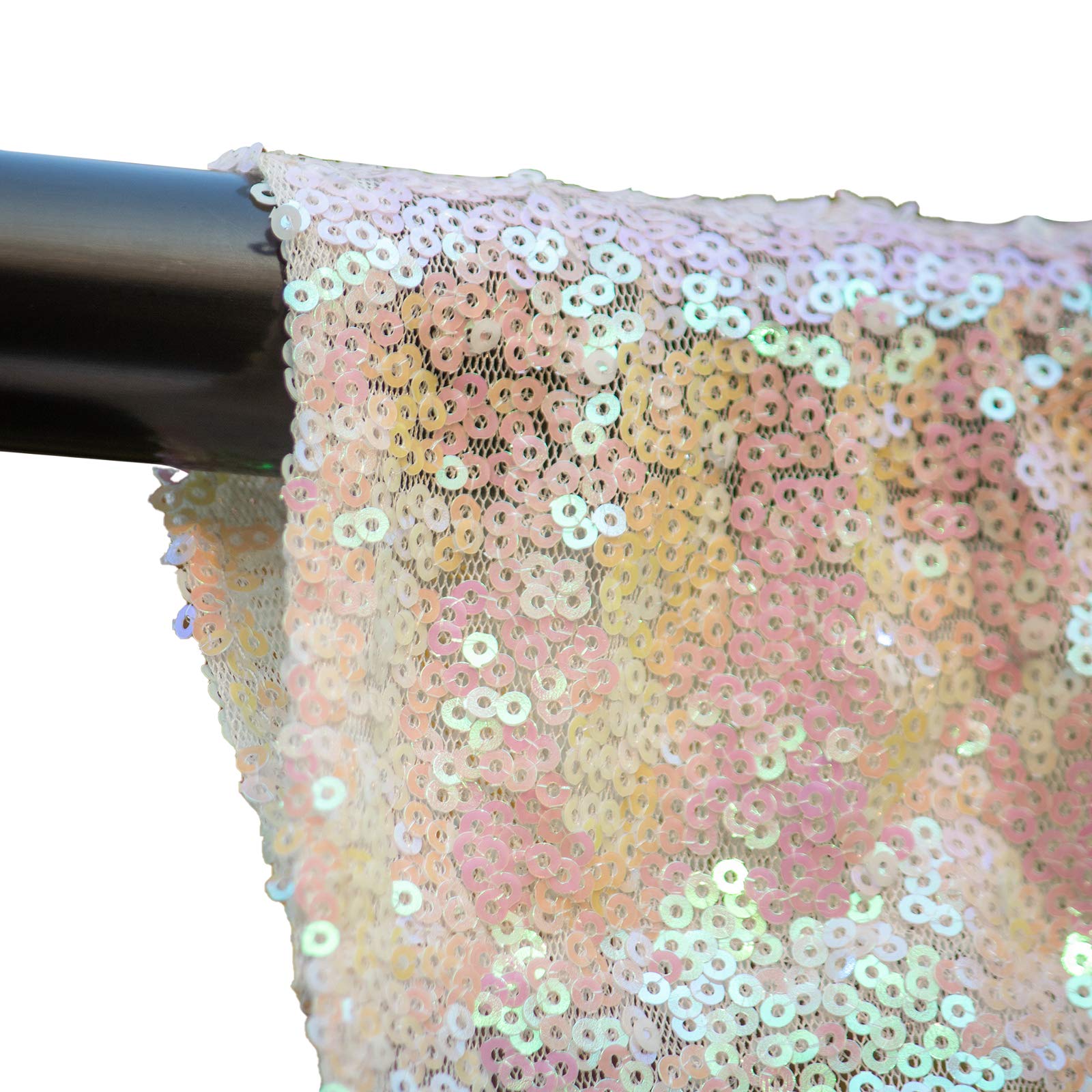 Jyflzq White Iridescent Sequin Backdrop Curtains 10Ft X 10Ft 1 Panel Glitter Photo Booth Backdrops Sparkly Photography Backgroun