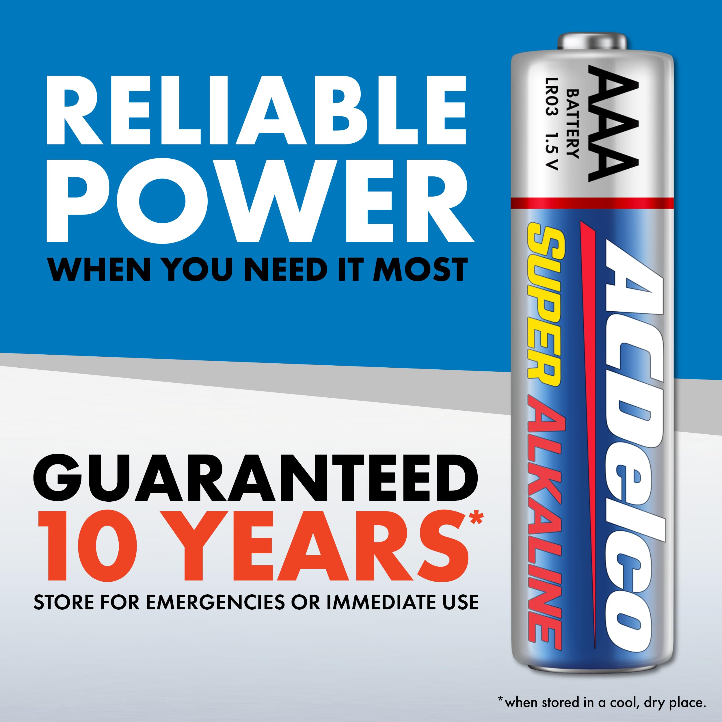 Acdelco 20 Count Triple Aaa Batteries, Super Alkaline Battery, 10 Year Shelf Life