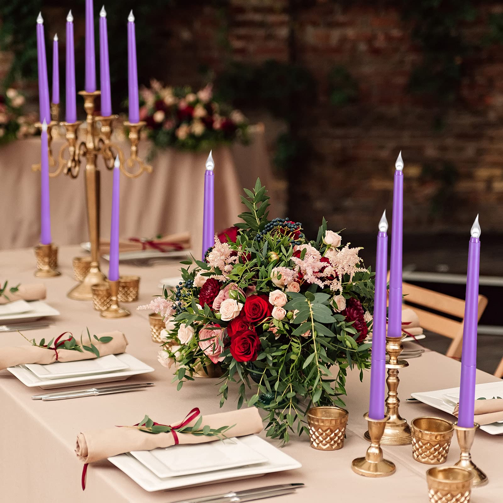 Enhon 8 Pieces Halloween Flameless Taper Candles 10 Inch Led Candles Battery Operated Flickering Candles For Halloween Wedding C