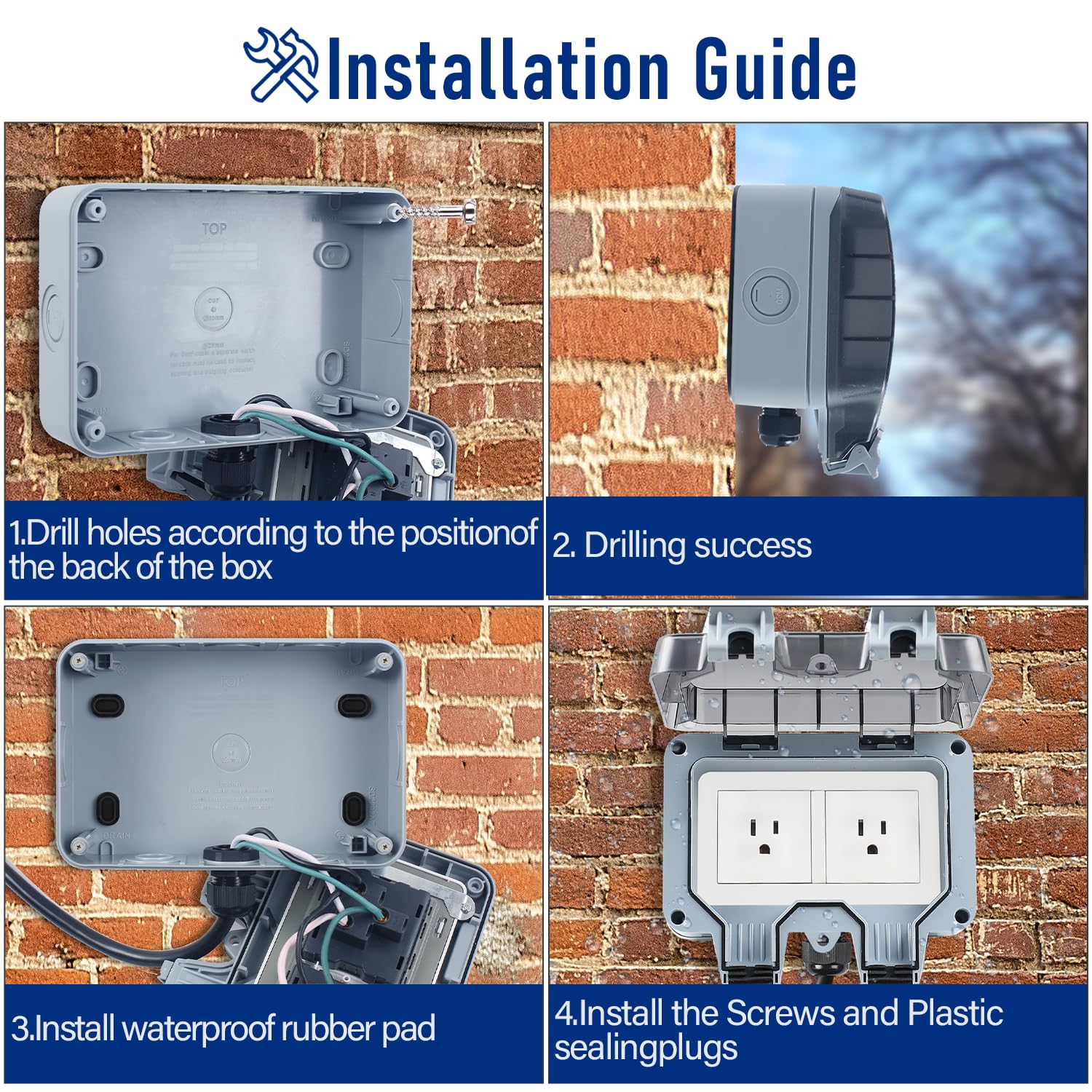 Zuyiyi Outdoor Power Outlet With 26.3Ft Extension Cord, Double Plug Outlet Extender, Weatherproof Waterproof Ip66 Outdoor Electr