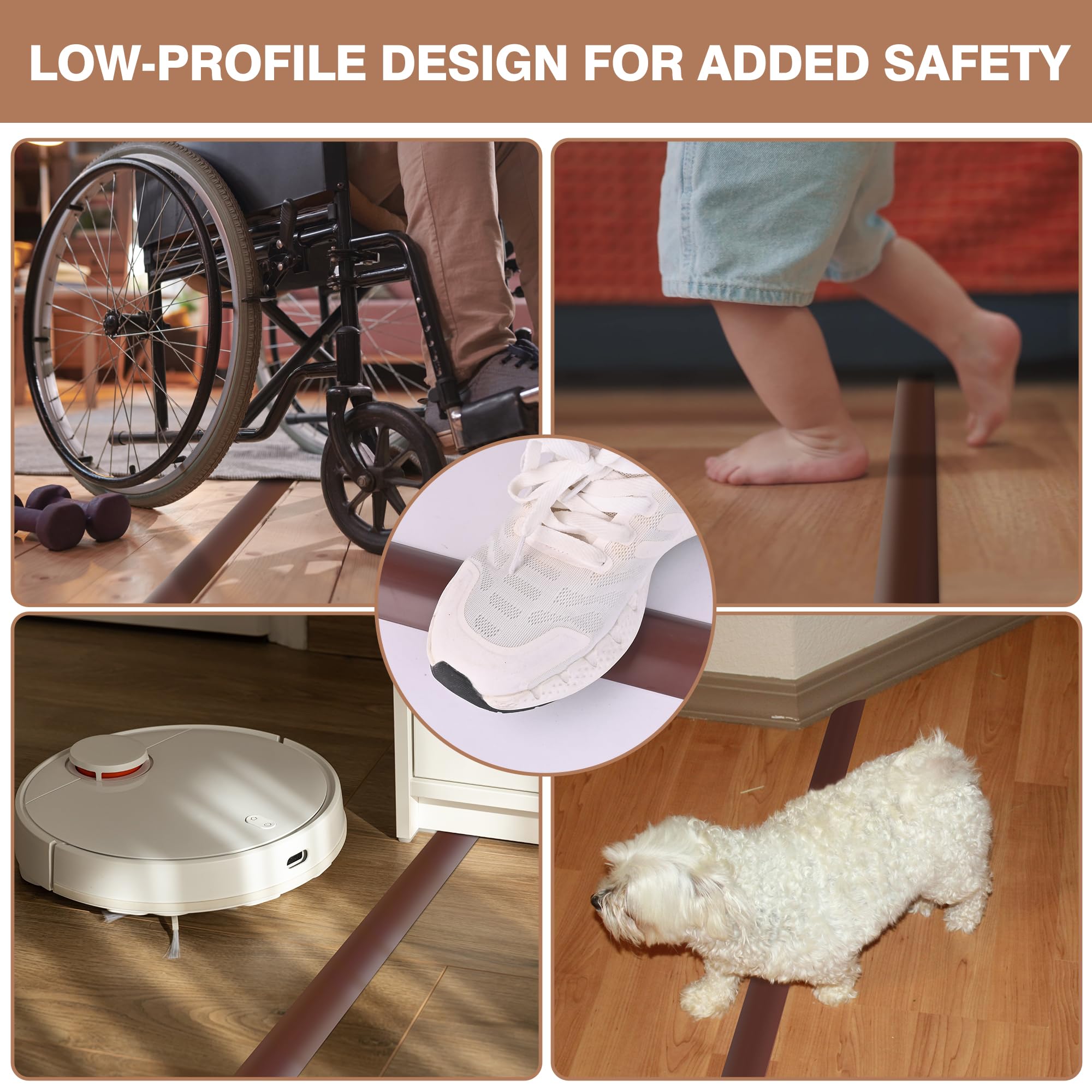 CrocSee Self-Adhesive Floor Cord Cover Cable Hider Low Profile PVC Black 6ft MCC-7B-173