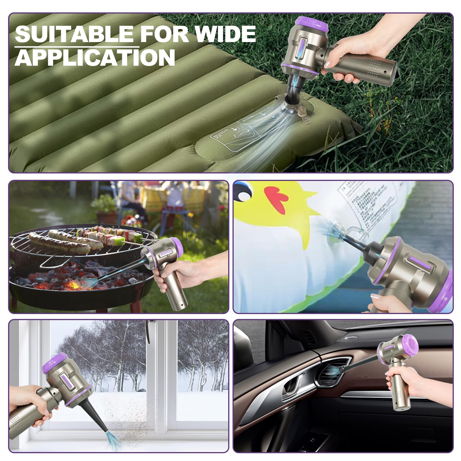 Perobuno Air Duster For Pc, 200000Rpm Compressed Air, Mini Vacuum 2 In 1, Runtime Up To 35 Mins, Brushless Motor Electric Air Bl