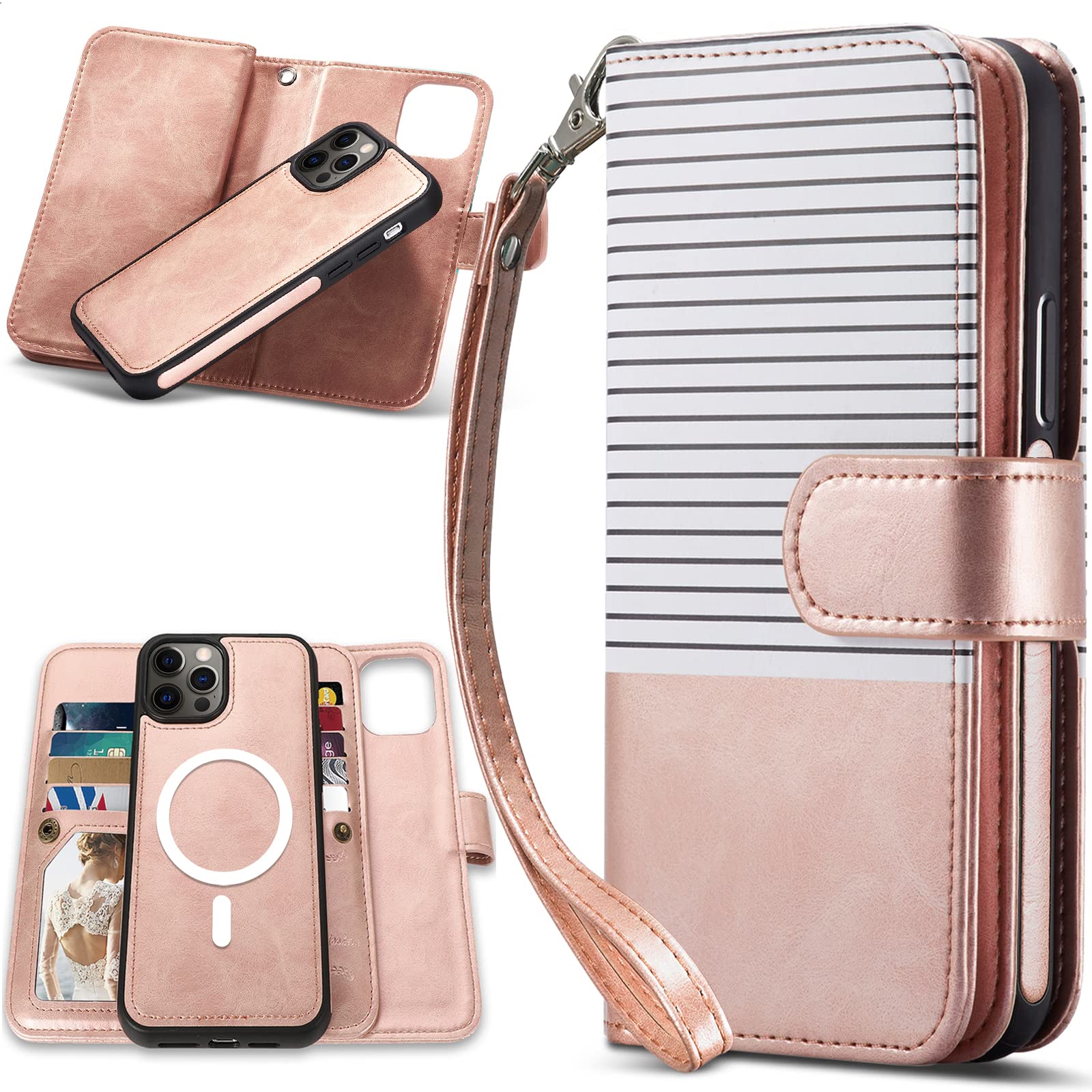 Caseowl Iphone 13 Pro Max Case Wallet For Women Men, [Support Magsafe Wireless Charging] Magnetic Detachable Folio Leather Phone