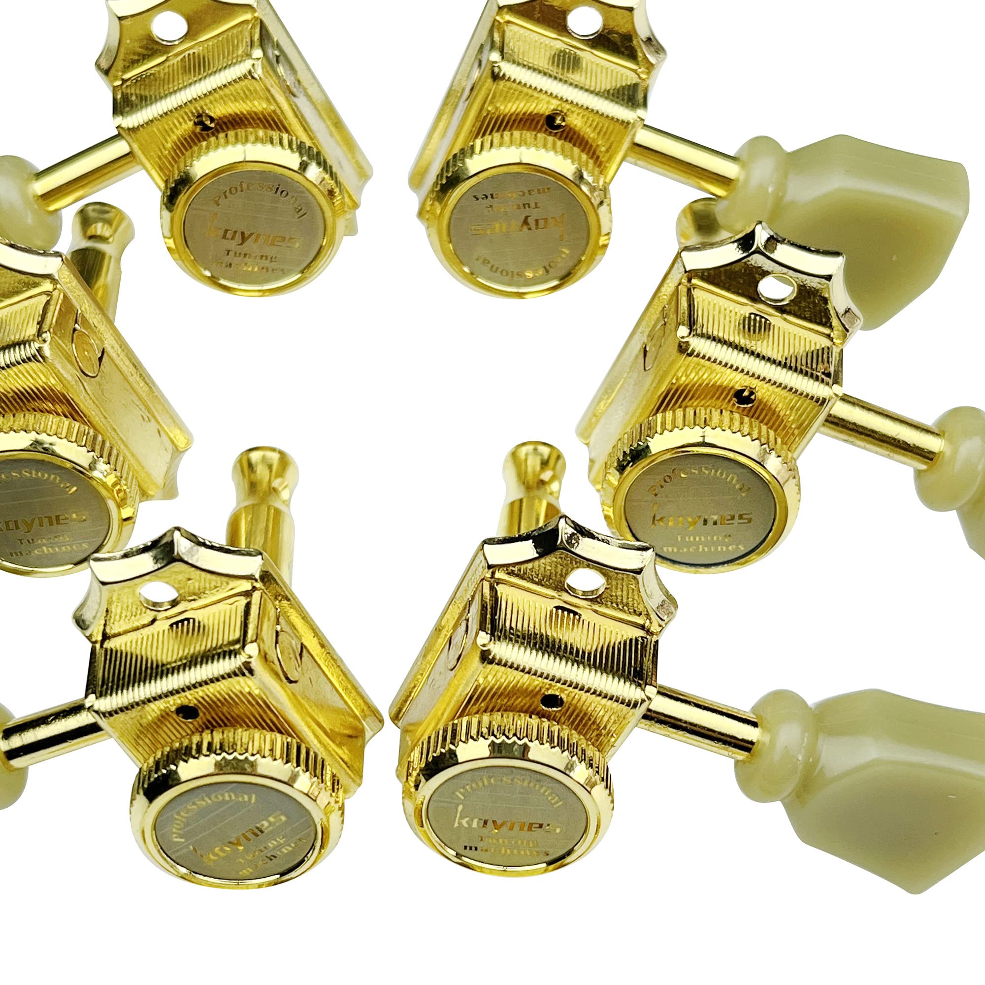 Kaynes 3X3 Guitar Lock String Tuning Pegs   Gold Vintage Deluxe Style Locking Tuners Keys Machine Heads Tuners For Les Paul Lp S