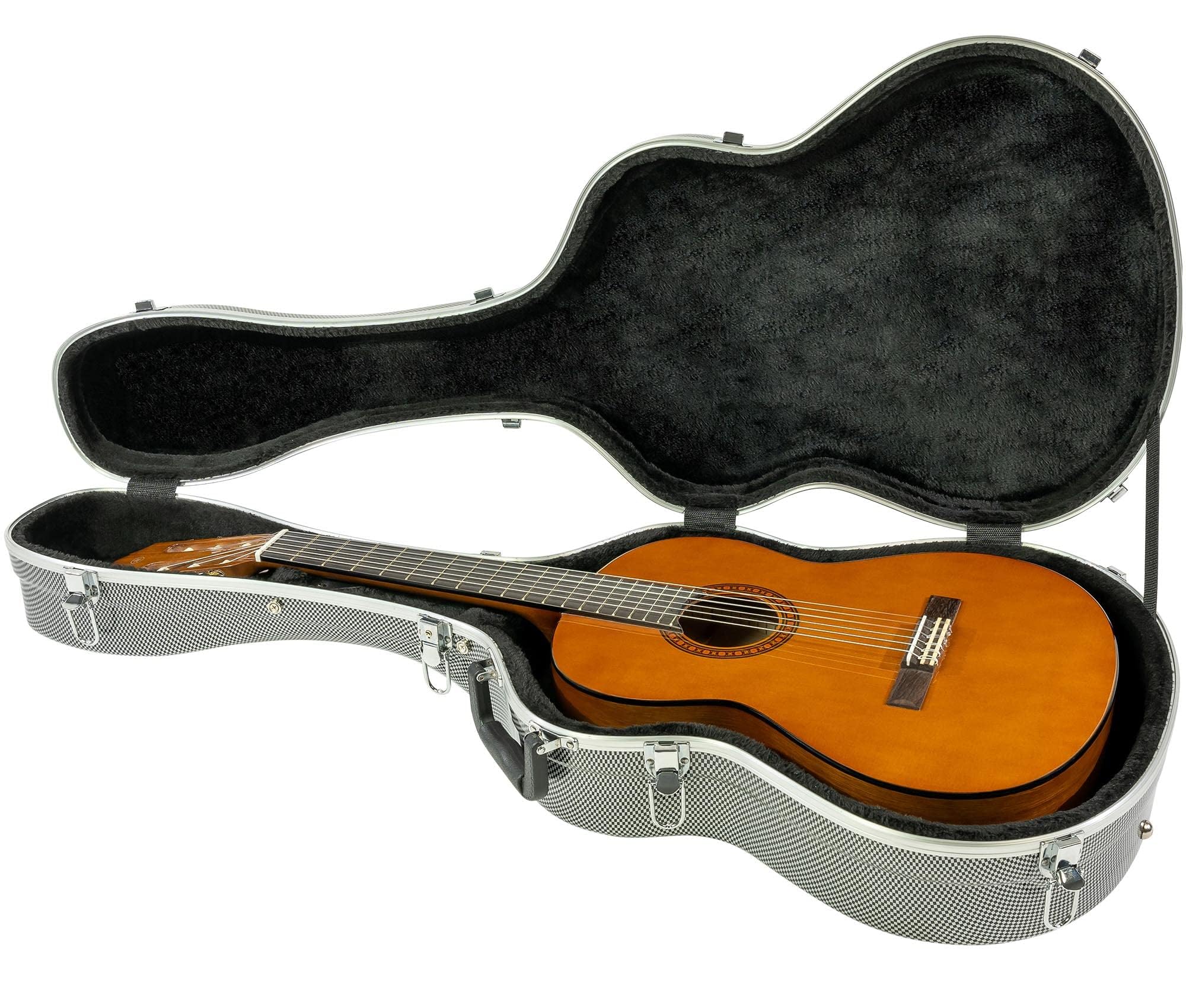 Gearlux Deluxe Abs Molded 40 Inch Classical Guitar Hard Case With Exterior Lock And Key, Accessory Compartment, And Plush Interi