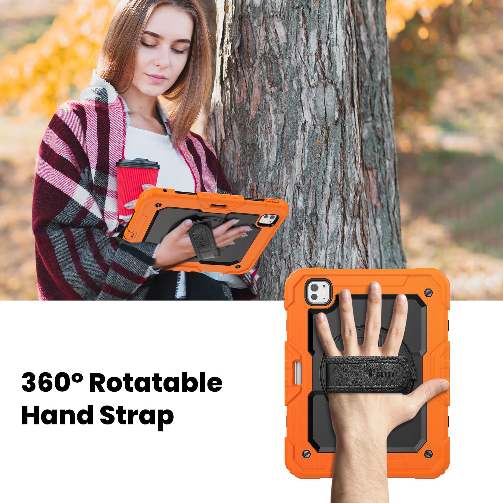 Timecity Case For Ipad Pro M4 11 Inch 2024 Release 5Th Generation With Built In Screen Protector, 360 Rotating Stand, Adjustable