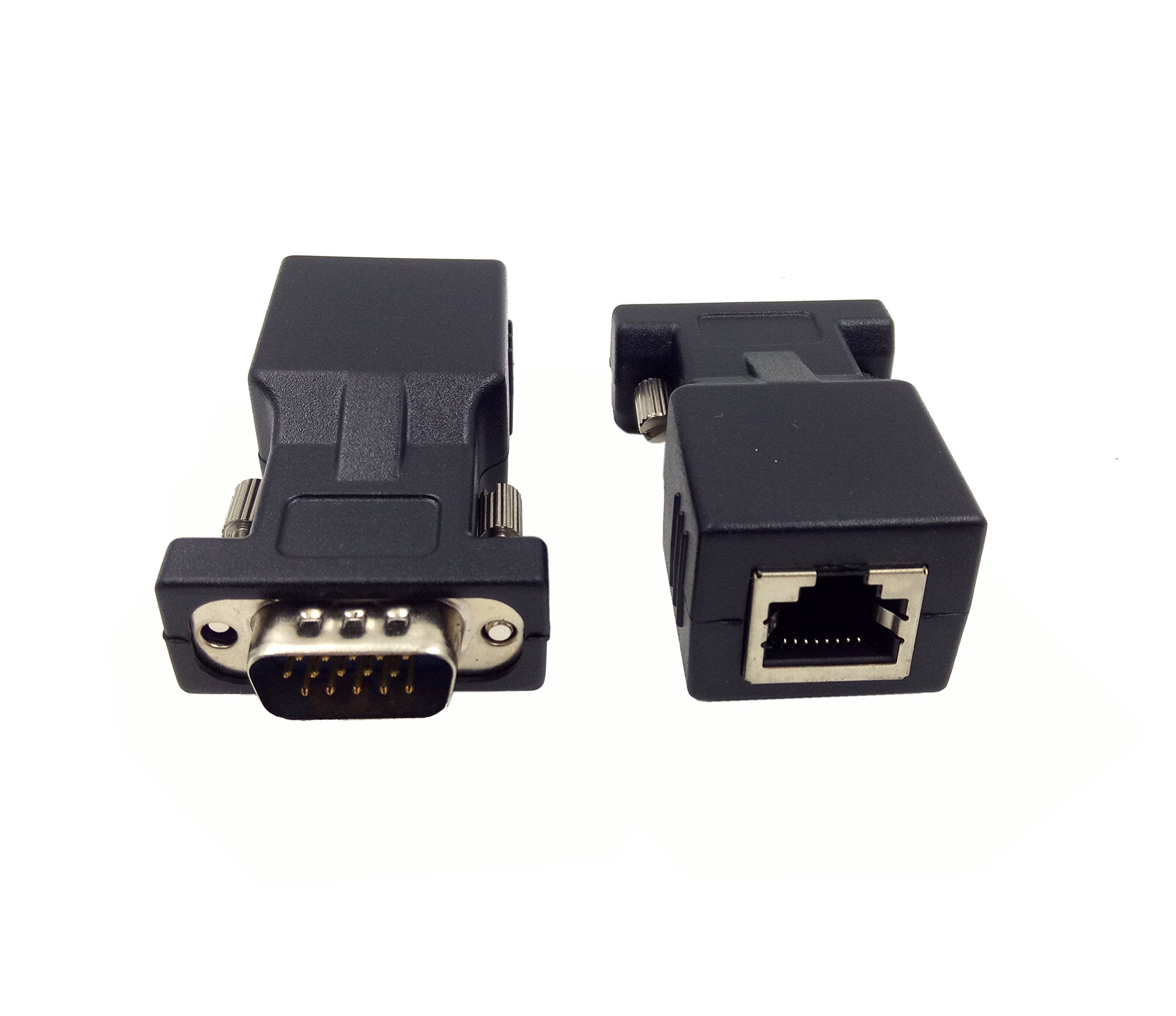 Halokny Vga Extender Over Ethernet Adapter, Vga 15 Pin Male To Cat5 Cat6 Rj45 Female Network Cable Extender Connector Adapter(2 Pack)
