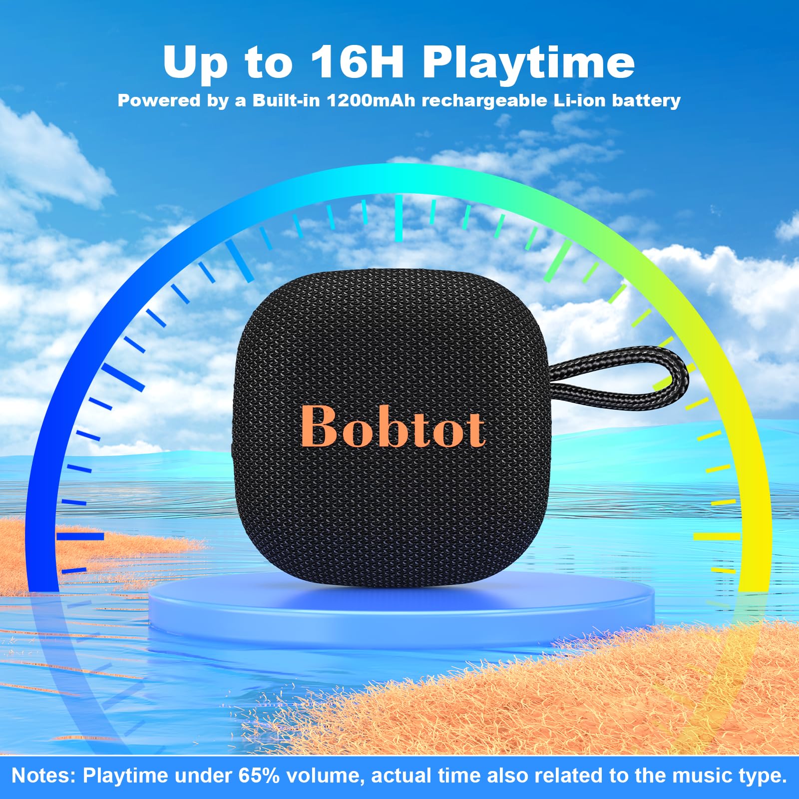 Bobtot Portable Bluetooth Speakers Wireless Speaker   Waterproof Mini Shower Speaker With 16 Hours Playtime, Loud Stereo Sound,