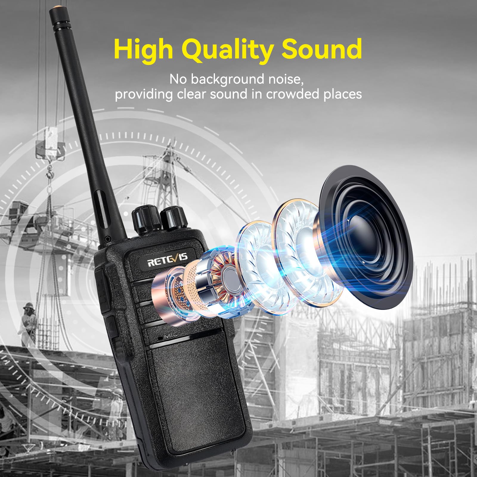 Retevis Rt21 2 Way Radio Long Range, Walkie Talkies For Adults, Heavy Duty Rechargeable Two Way Radios With Six Way Charger, For Manufacturing Education(6 Pack)